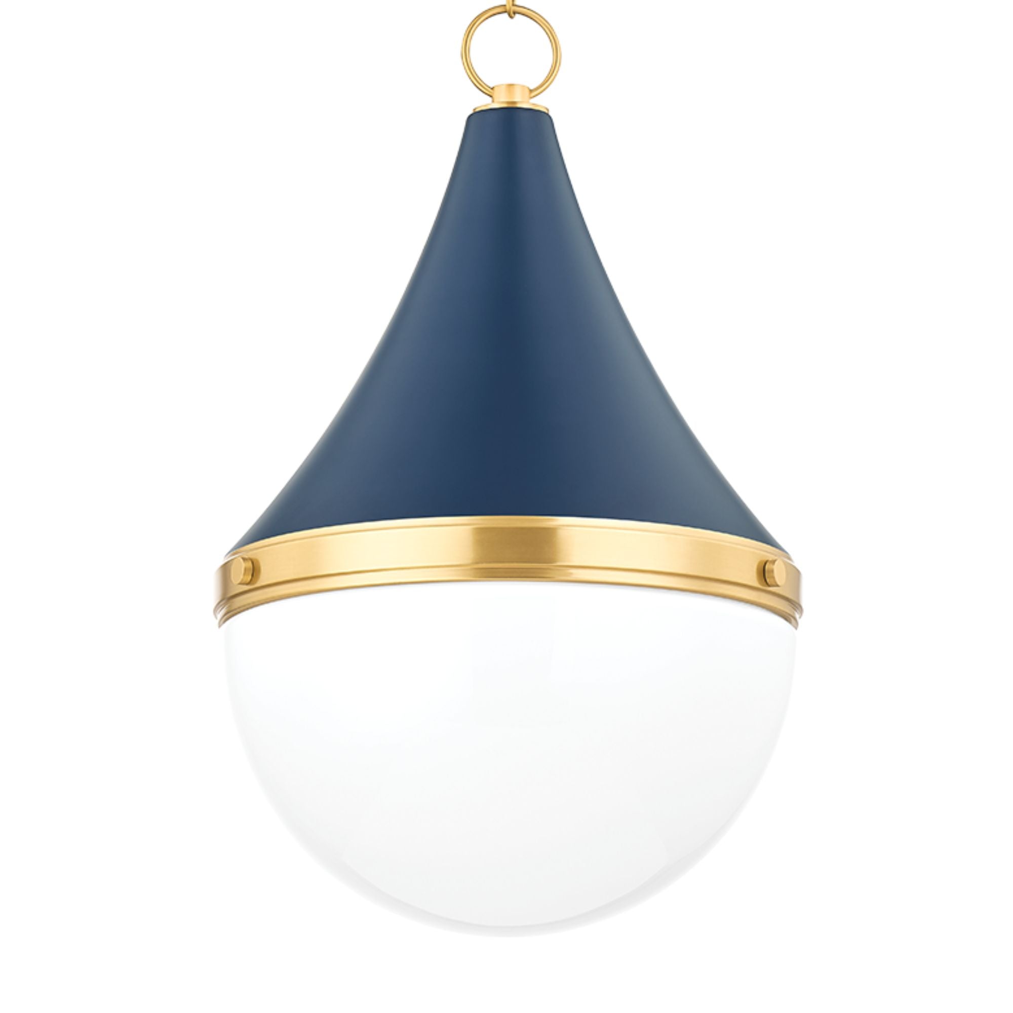 Ciara 23" Pendant, Aged Brass/Soft Navy Finish