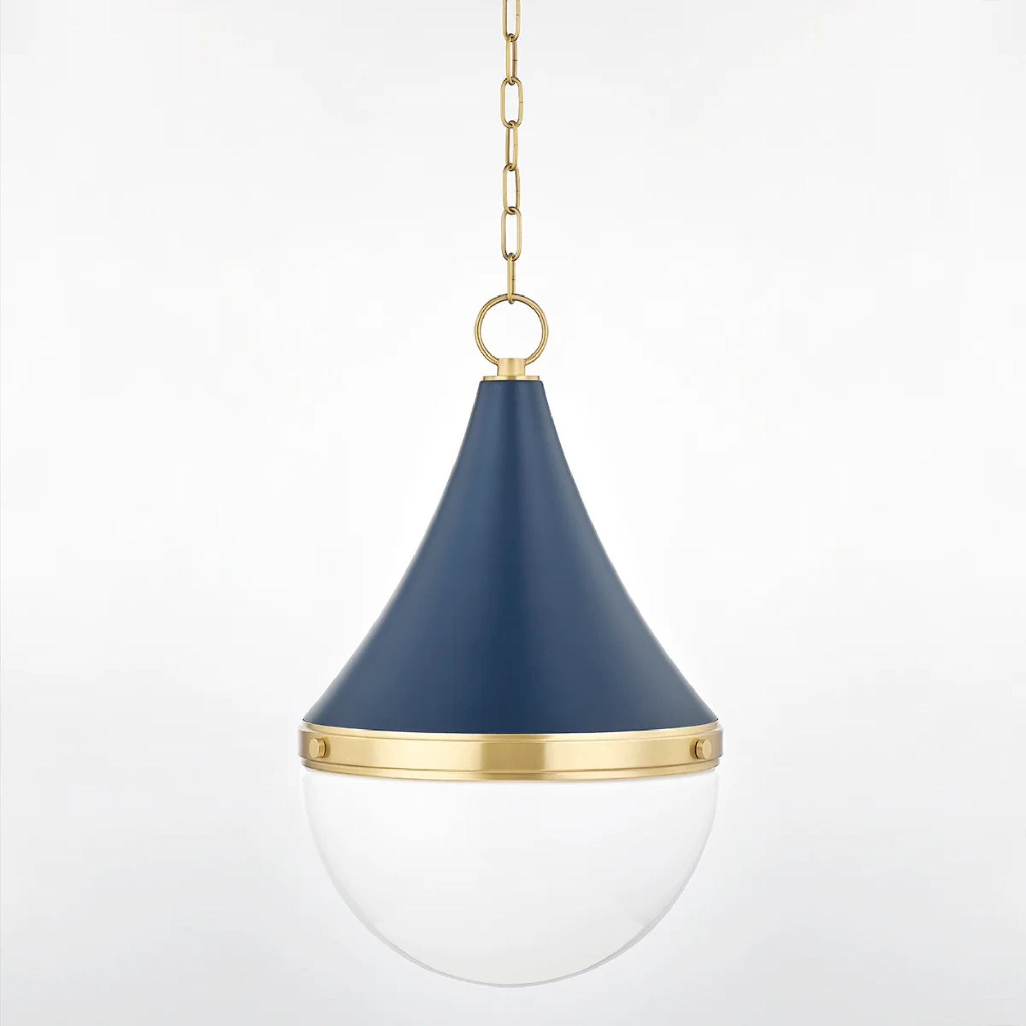 Ciara 23" Pendant, Aged Brass/Soft Navy Finish