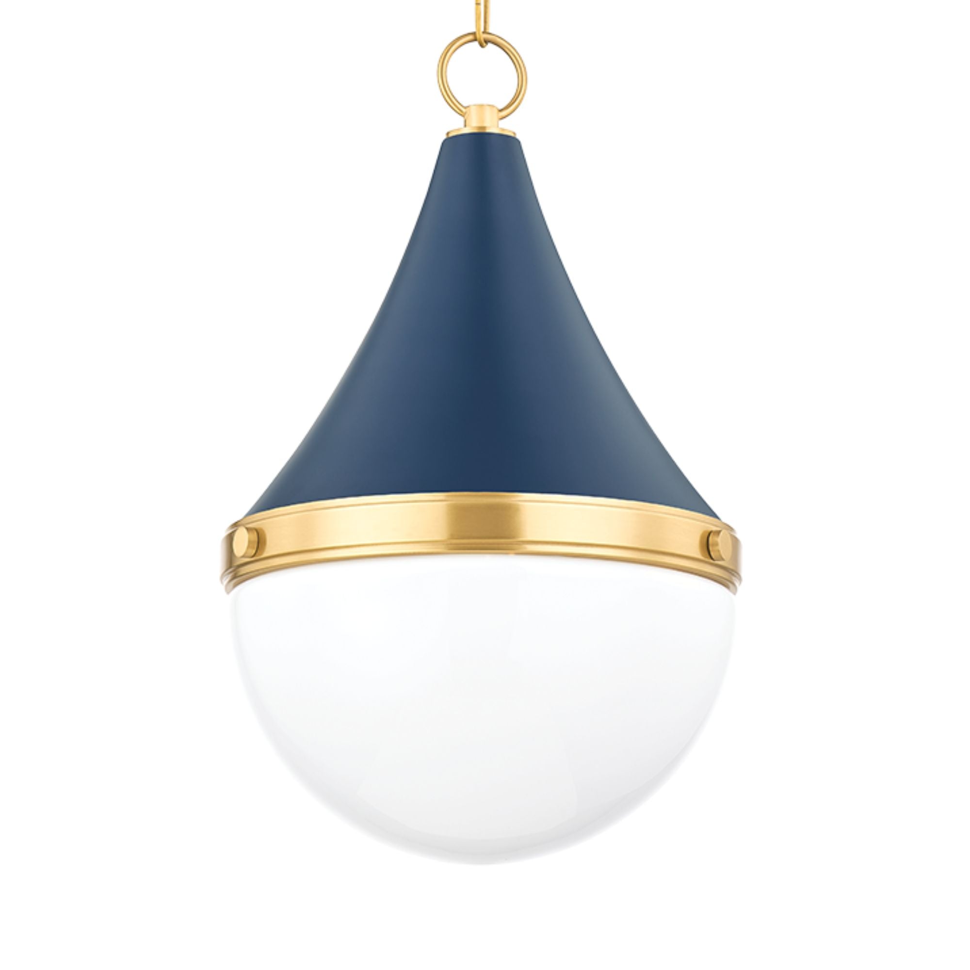 Ciara 18" Pendant, Aged Brass/Soft Navy Finish