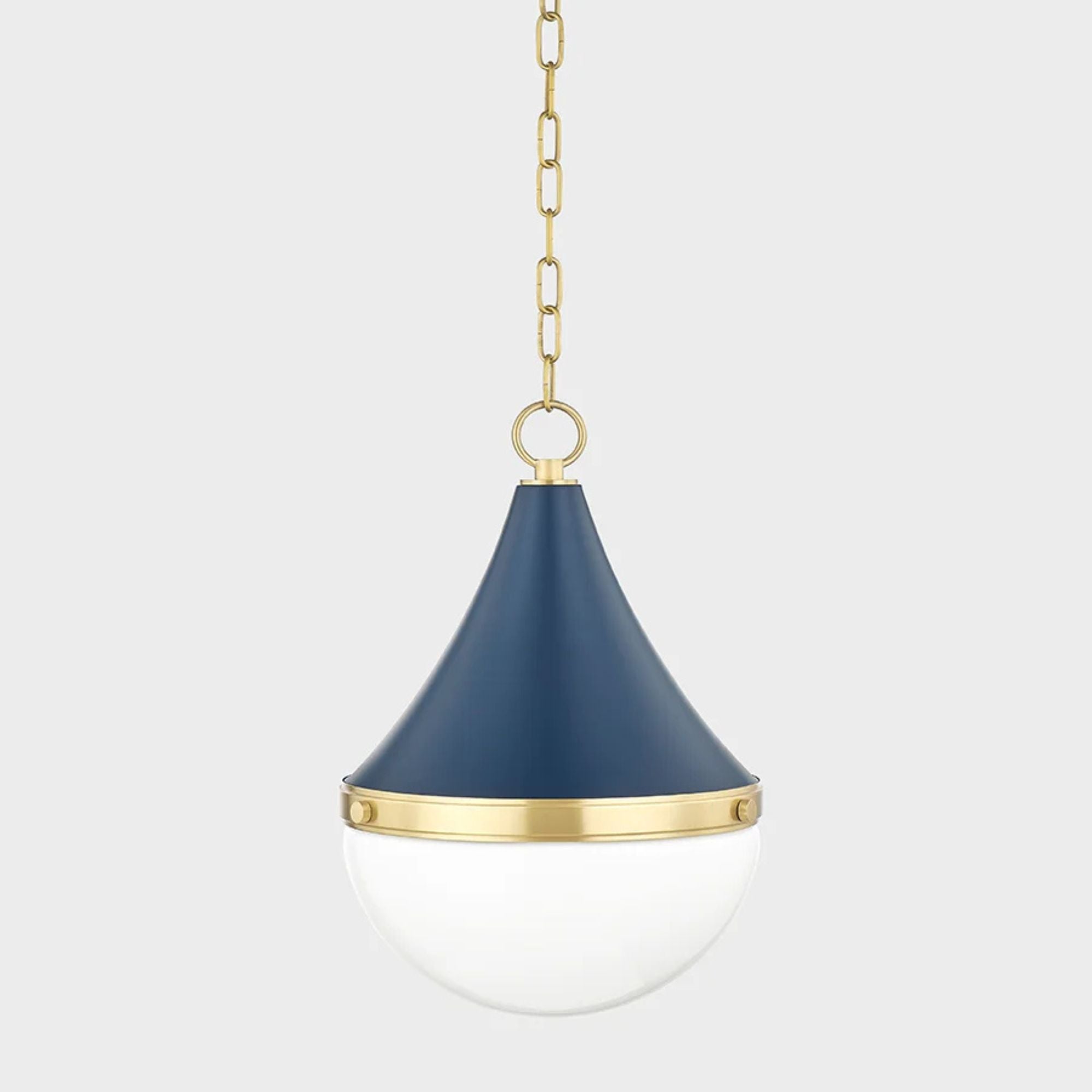 Ciara 18" Pendant, Aged Brass/Soft Navy Finish