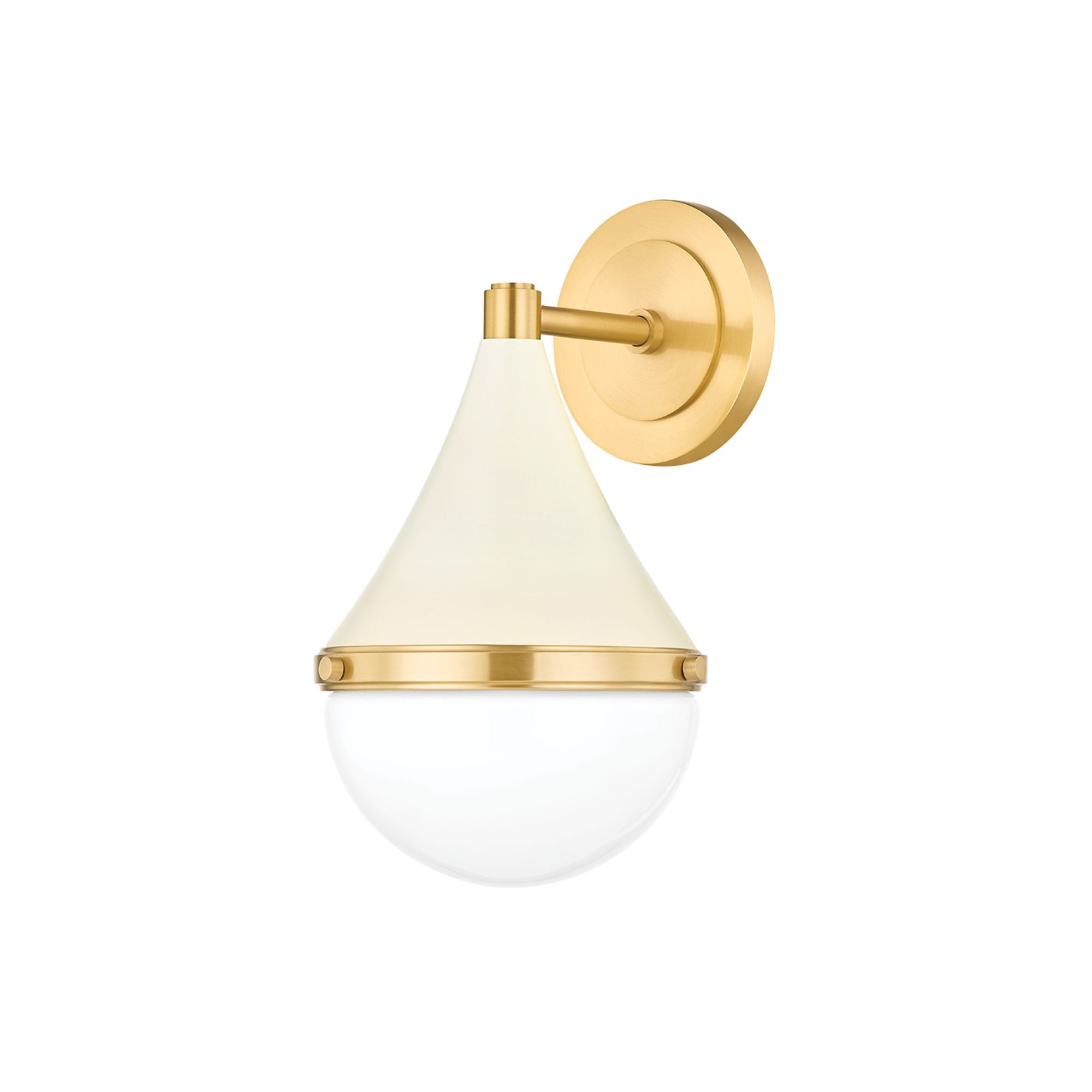 Ciara 12" Wall Sconce, Aged Brass/Soft Cream Finish