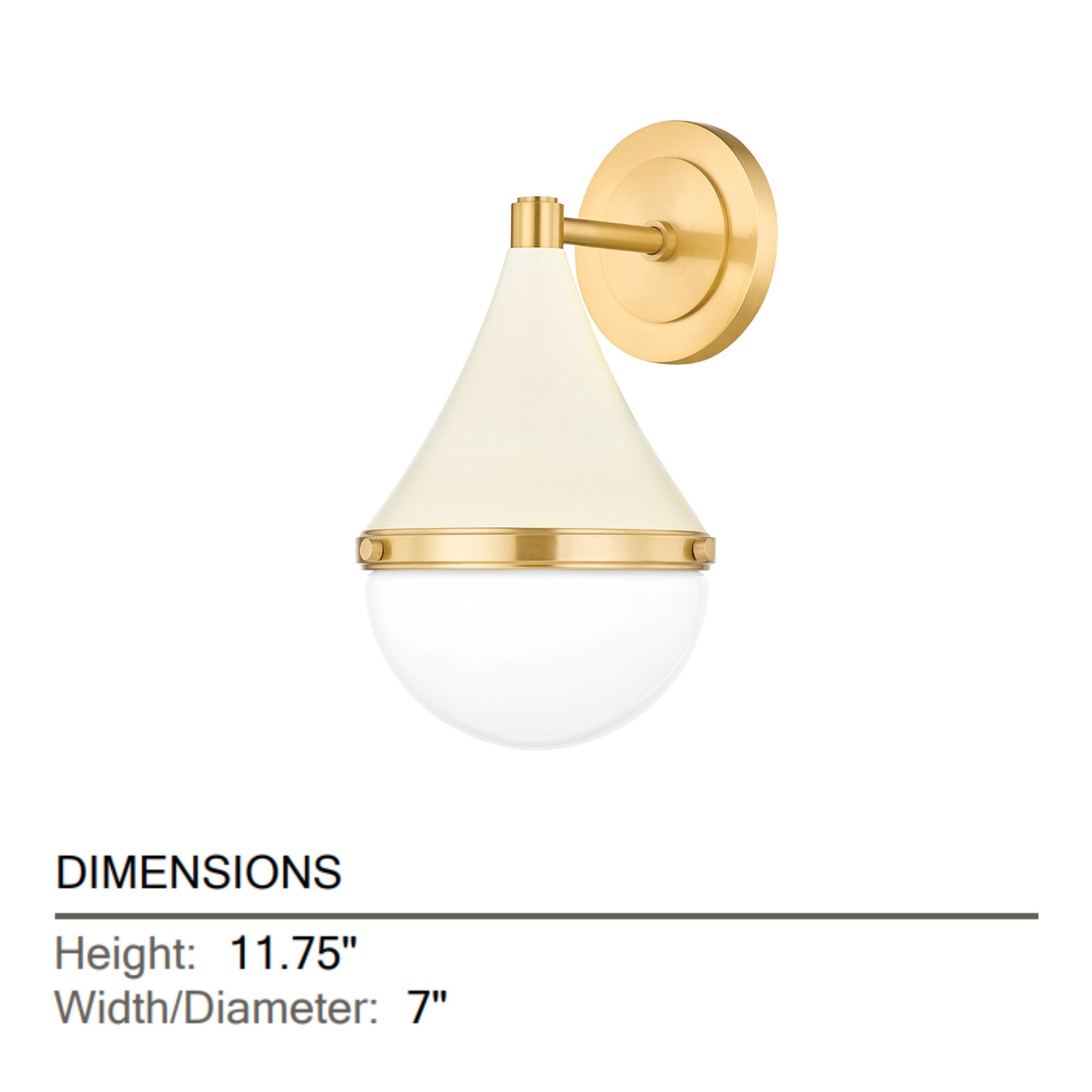 Ciara 12" Wall Sconce, Aged Brass/Soft Cream Finish