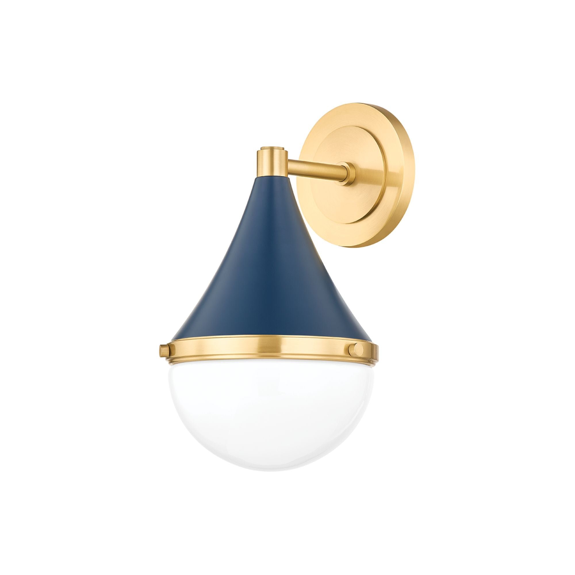 Ciara 12" Wall Sconce, Aged Brass/Soft Navy Finish