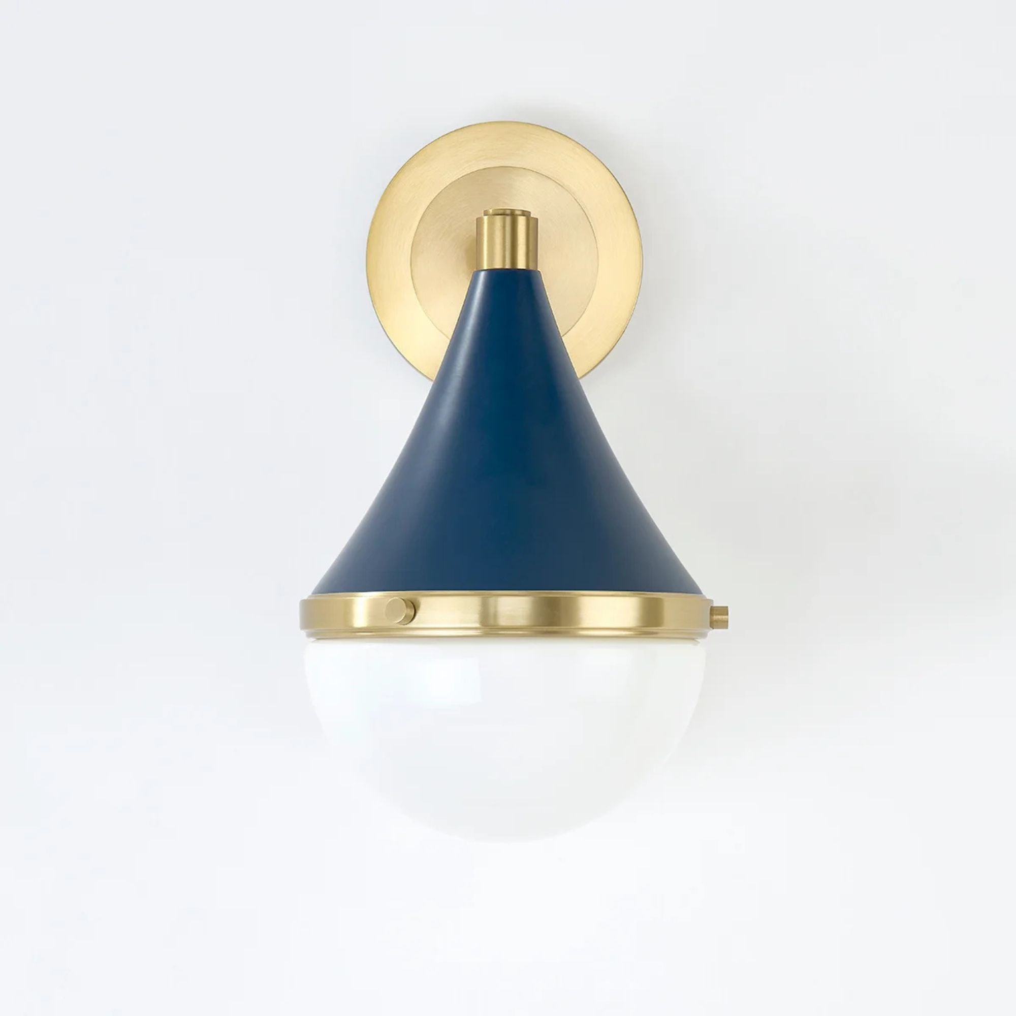 Ciara 12" Wall Sconce, Aged Brass/Soft Navy Finish