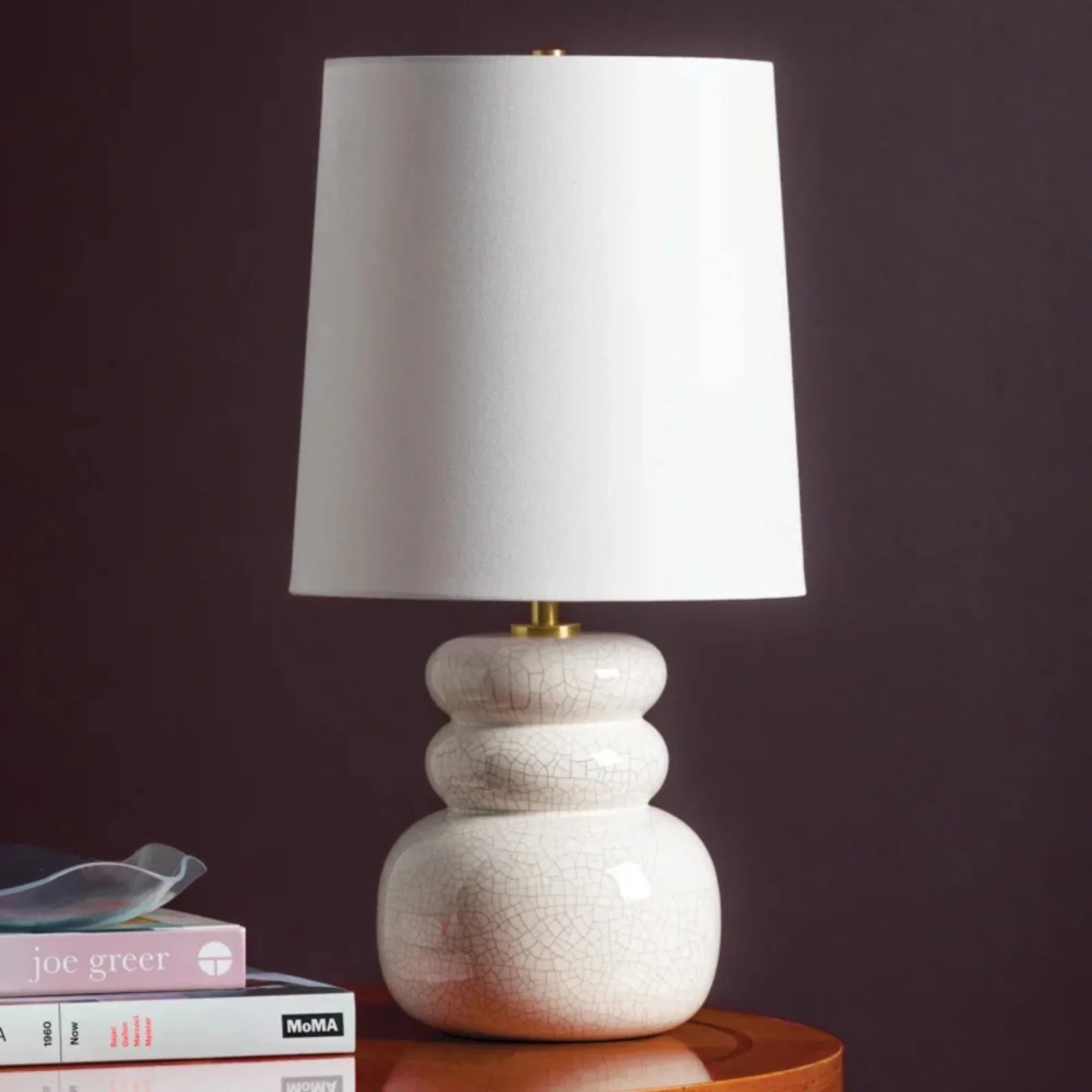 Corinne 23" Table Lamp, Aged Brass/Ceramic Peignoir Crackle Finish