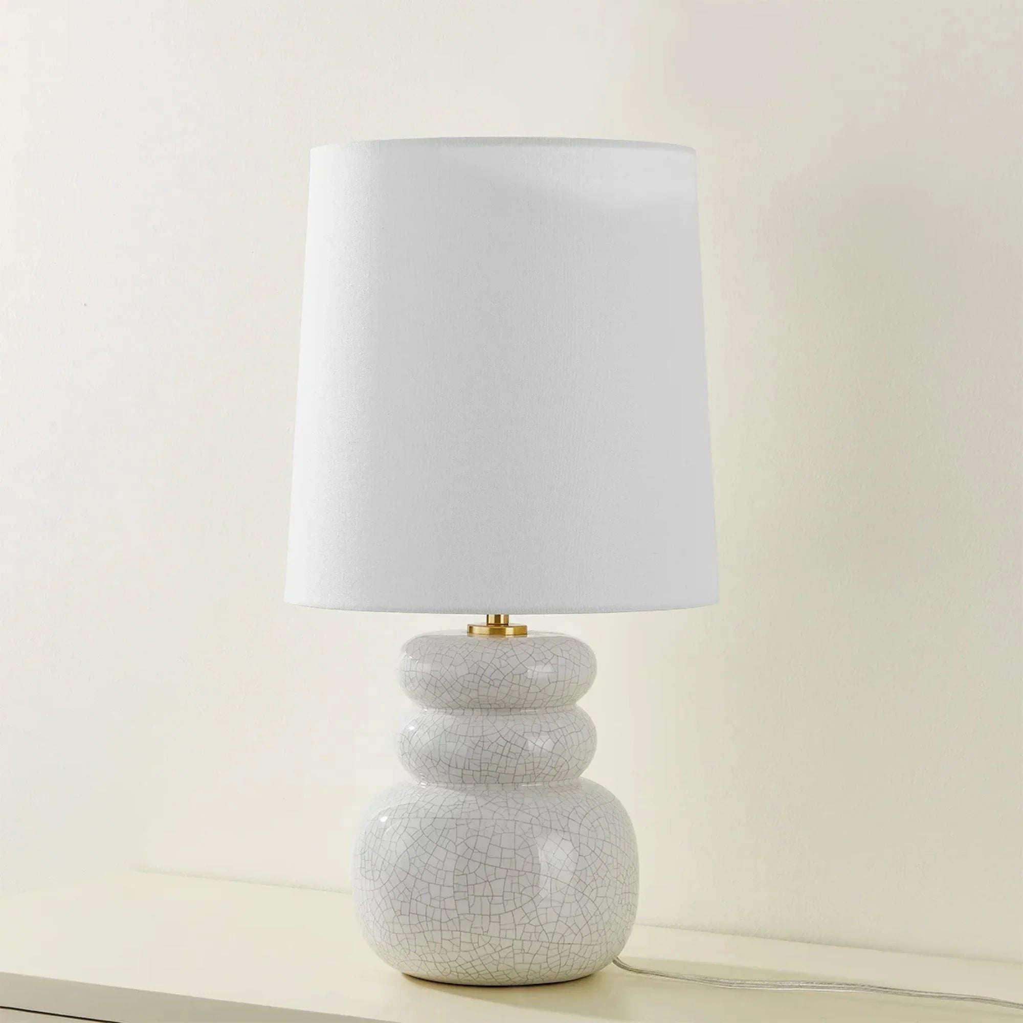 Corinne 23" Table Lamp, Aged Brass/Ceramic Peignoir Crackle Finish