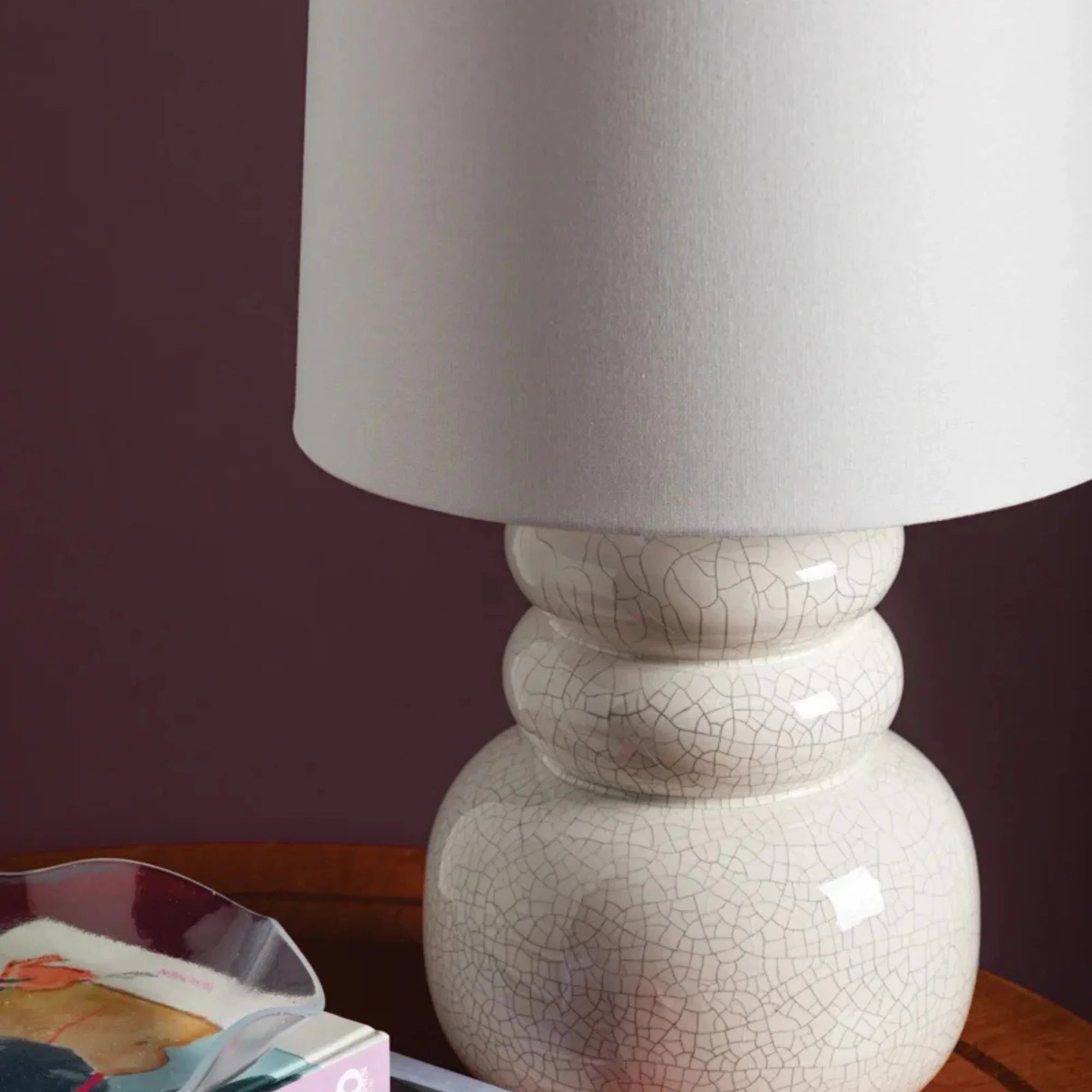 Corinne 23" Table Lamp, Aged Brass/Ceramic Peignoir Crackle Finish