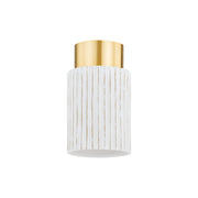Corissa 32" Flush Mount, Aged Brass/Ceramic Whitewash Bisque Finish