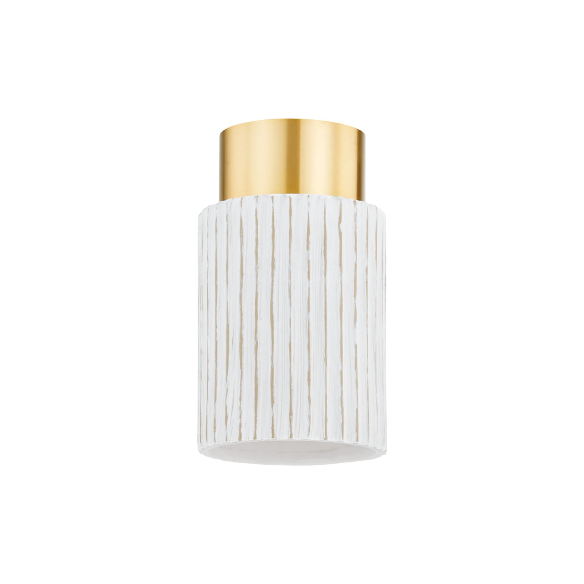 Corissa 32" Flush Mount, Aged Brass/Ceramic Whitewash Bisque Finish