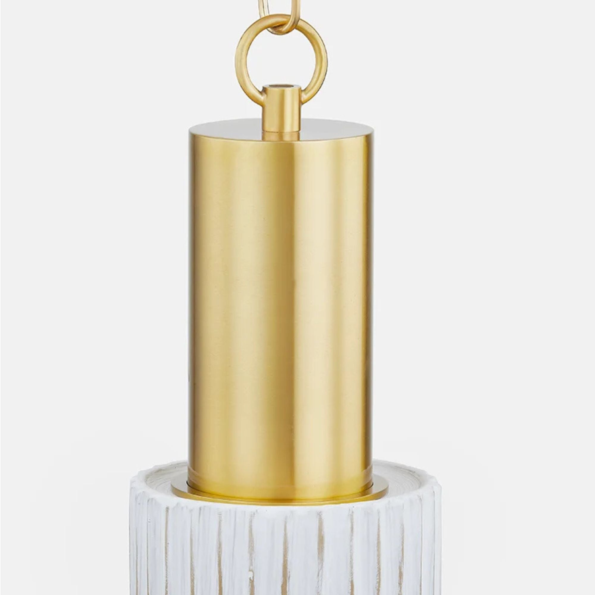 Corissa 32" Pendant, Aged Brass/Ceramic Whitewash Bisque Finish