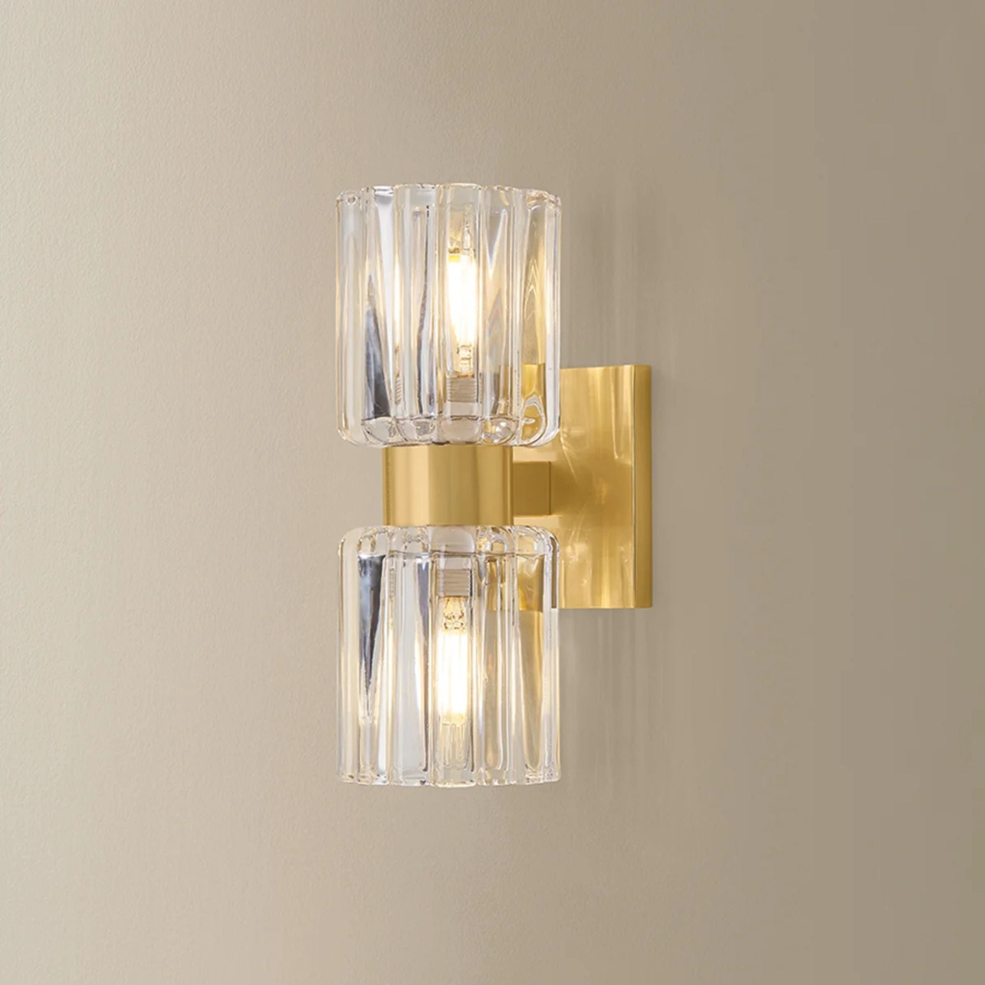 Mitzi Danae 10.5 in. 2-Light Bathroom Vanity Light, Aged Brass with Clear Optic Glass