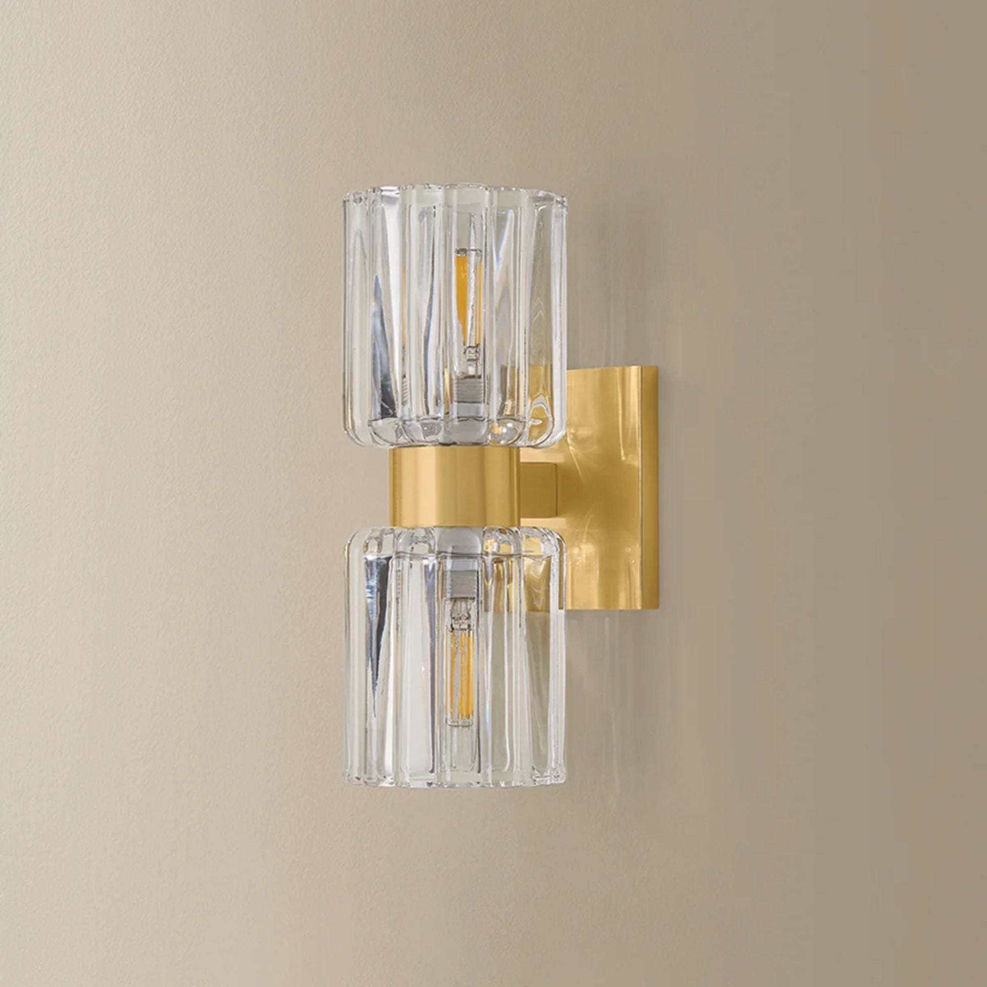 Mitzi Danae 10.5 in. 2-Light Bathroom Vanity Light, Aged Brass with Clear Optic Glass