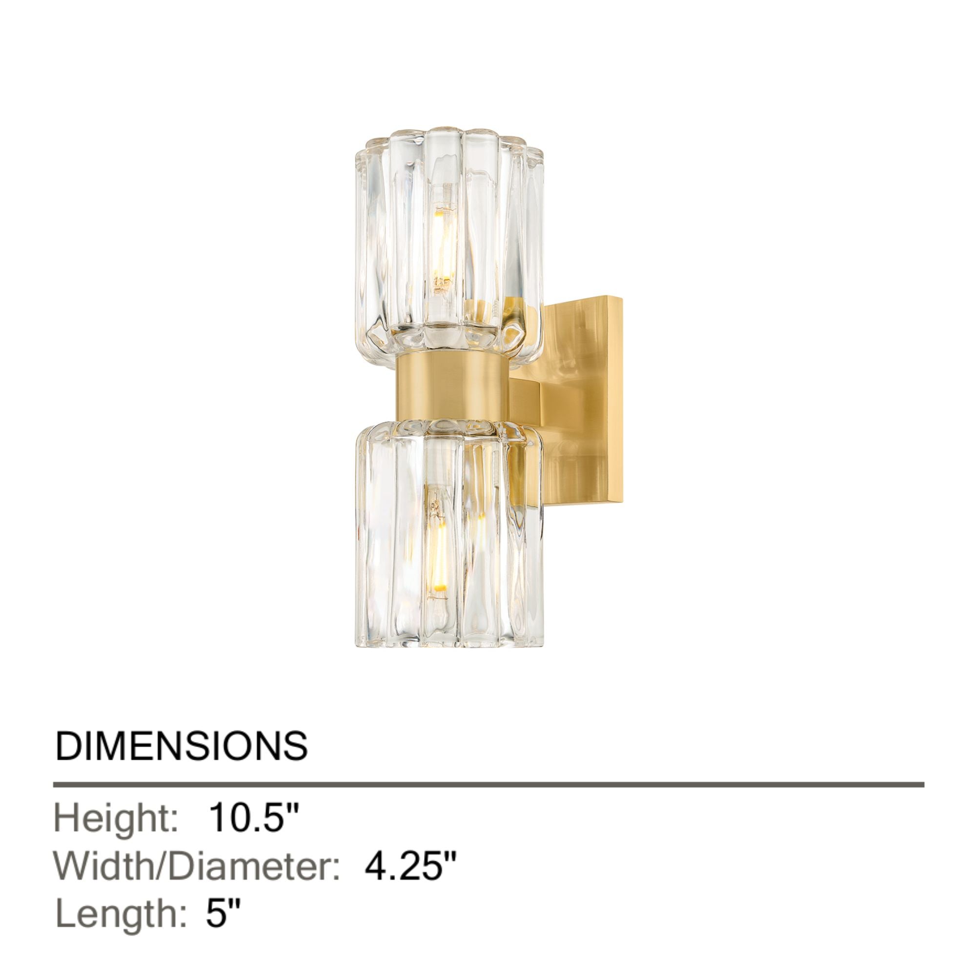 Mitzi Danae 10.5 in. 2-Light Bathroom Vanity Light, Aged Brass with Clear Optic Glass