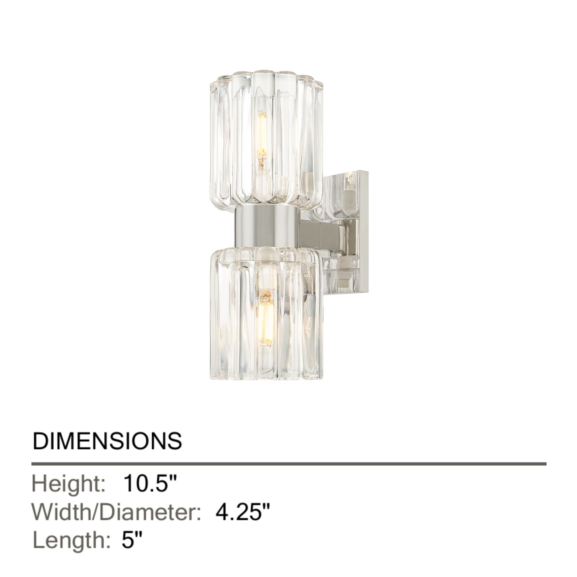 Mitzi Danae 10.5 in. 2-Light Bathroom Vanity Light, Polished Nickel with Clear Optic Glass