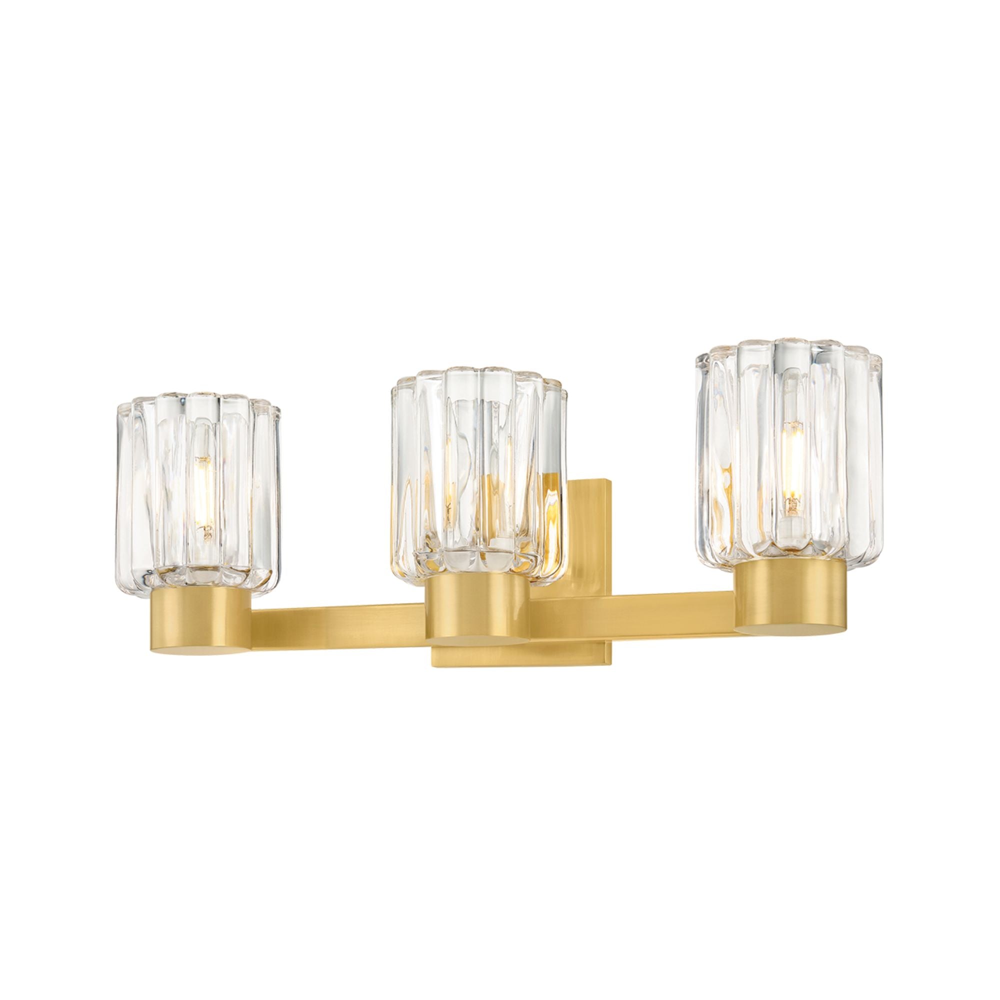 Mitzi Danae 18 in. 3-Light Bathroom Vanity Light, Aged Brass with Clear Optic Glass