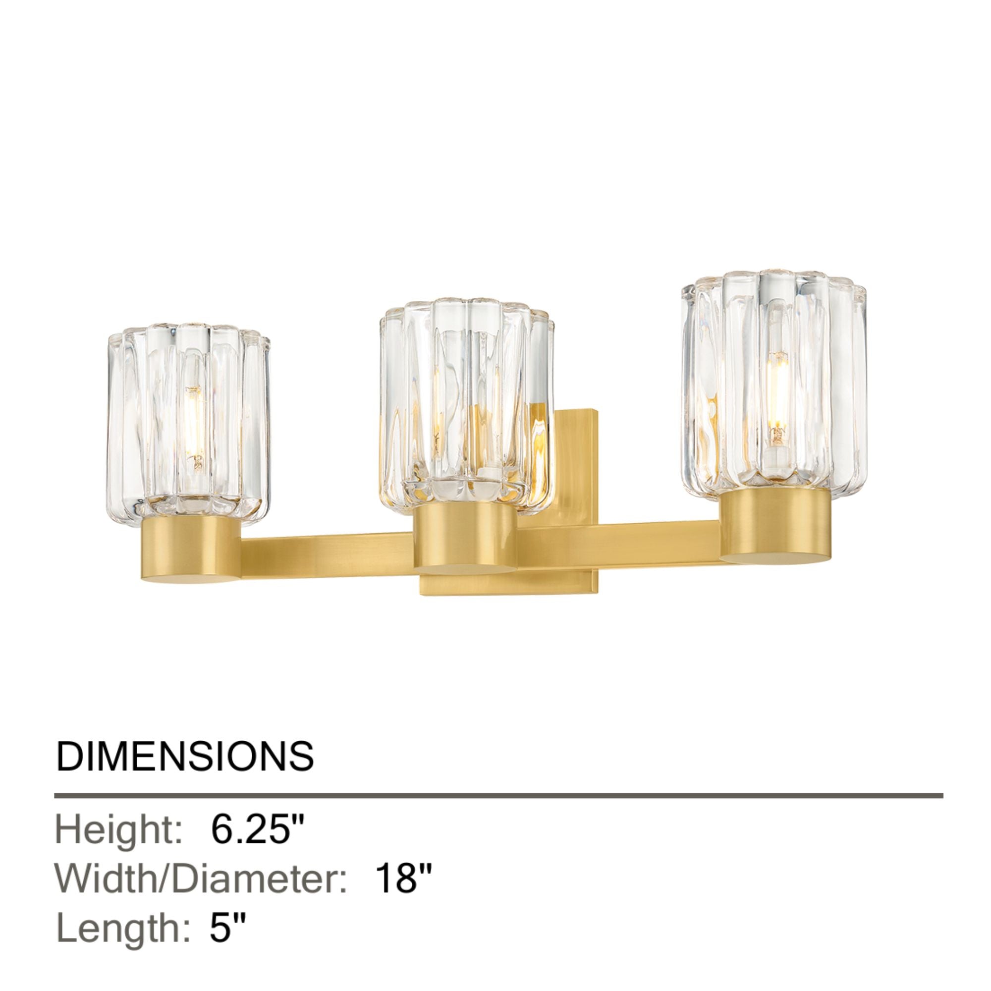 Mitzi Danae 18 in. 3-Light Bathroom Vanity Light, Aged Brass with Clear Optic Glass