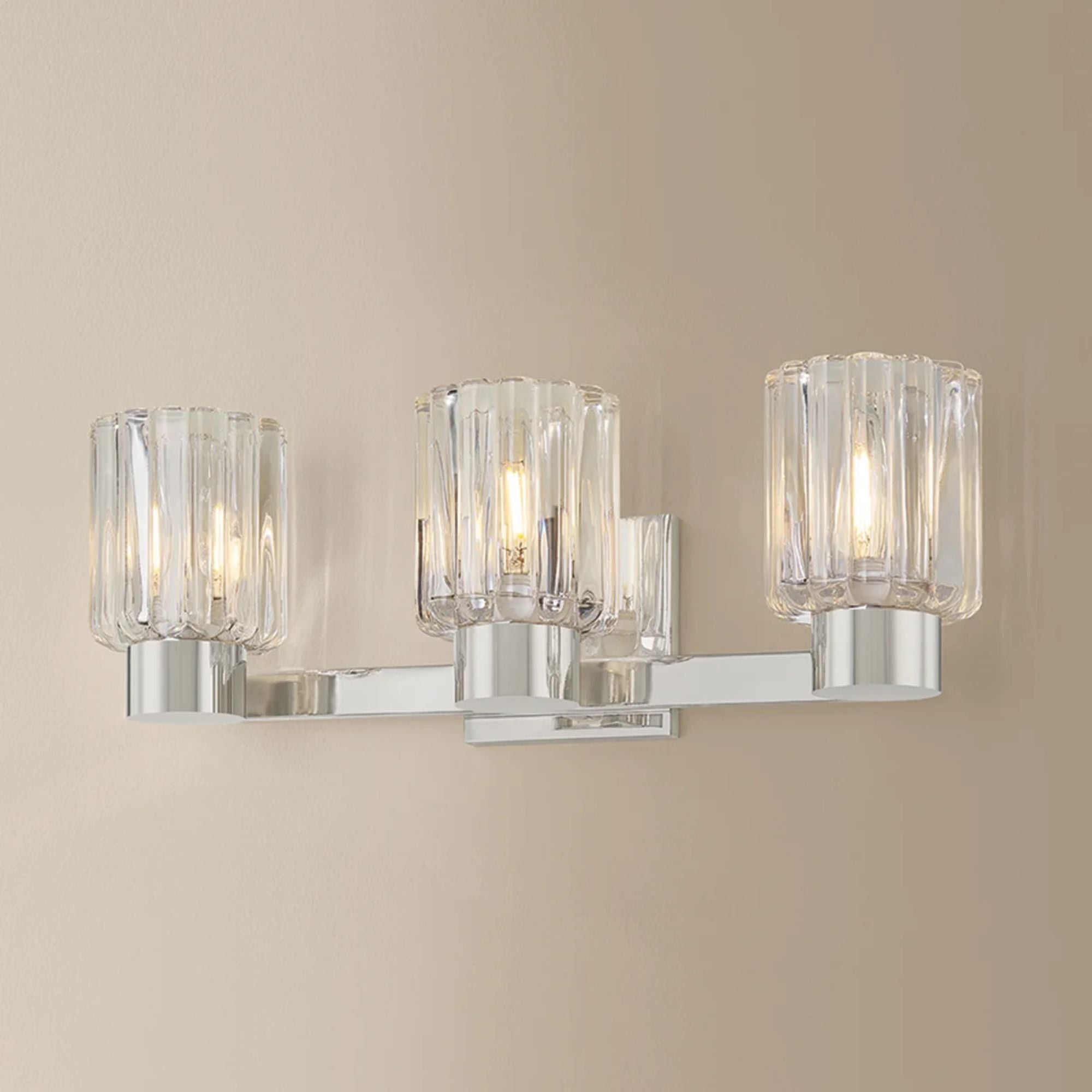 Mitzi Danae 18 in. 3-Light Bathroom Vanity Light, Polished Nickel with Clear Optic Glass