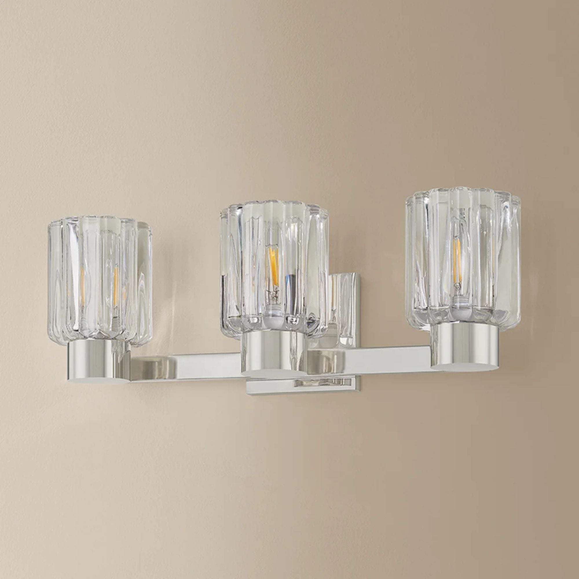 Mitzi Danae 18 in. 3-Light Bathroom Vanity Light, Polished Nickel with Clear Optic Glass
