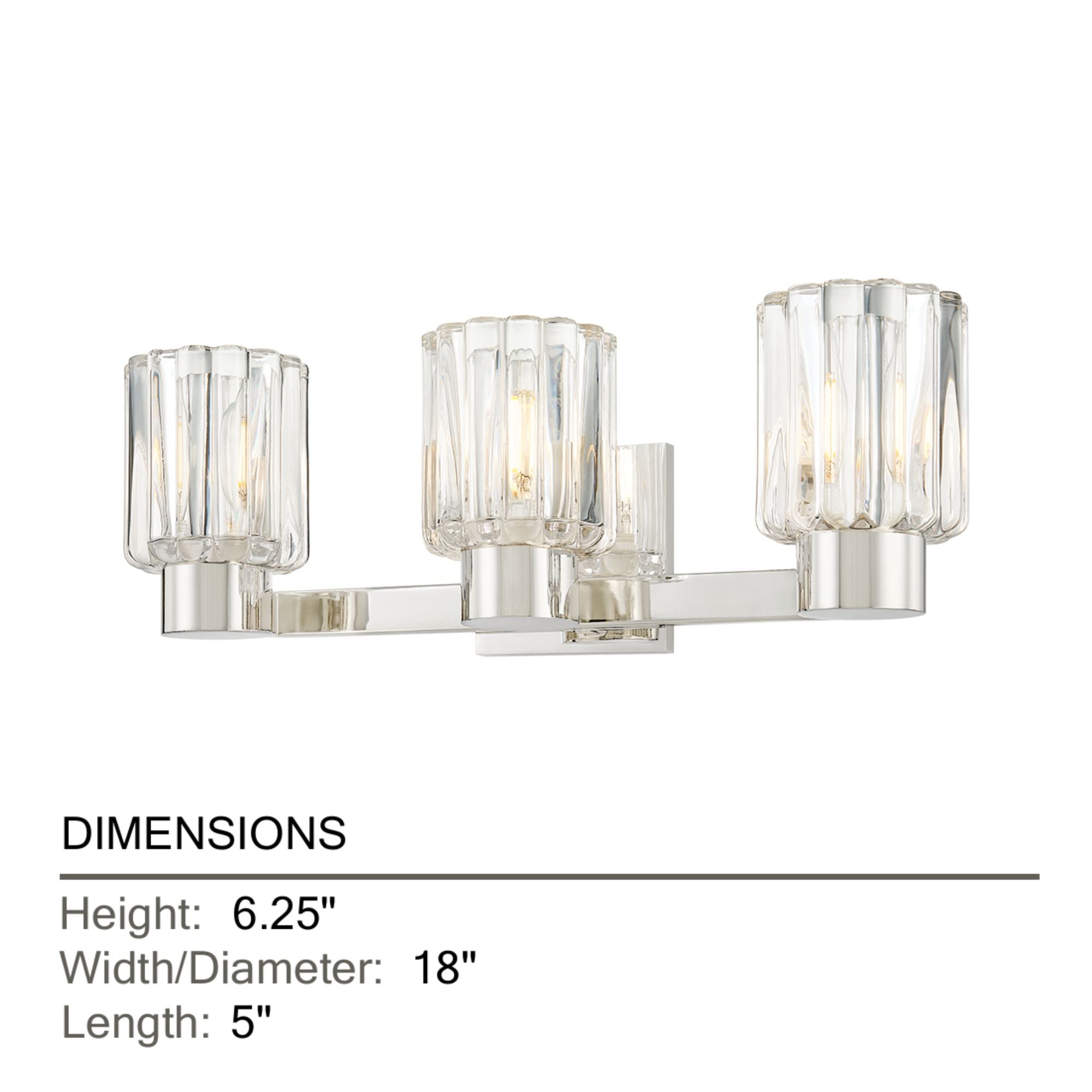 Mitzi Danae 18 in. 3-Light Bathroom Vanity Light, Polished Nickel with Clear Optic Glass