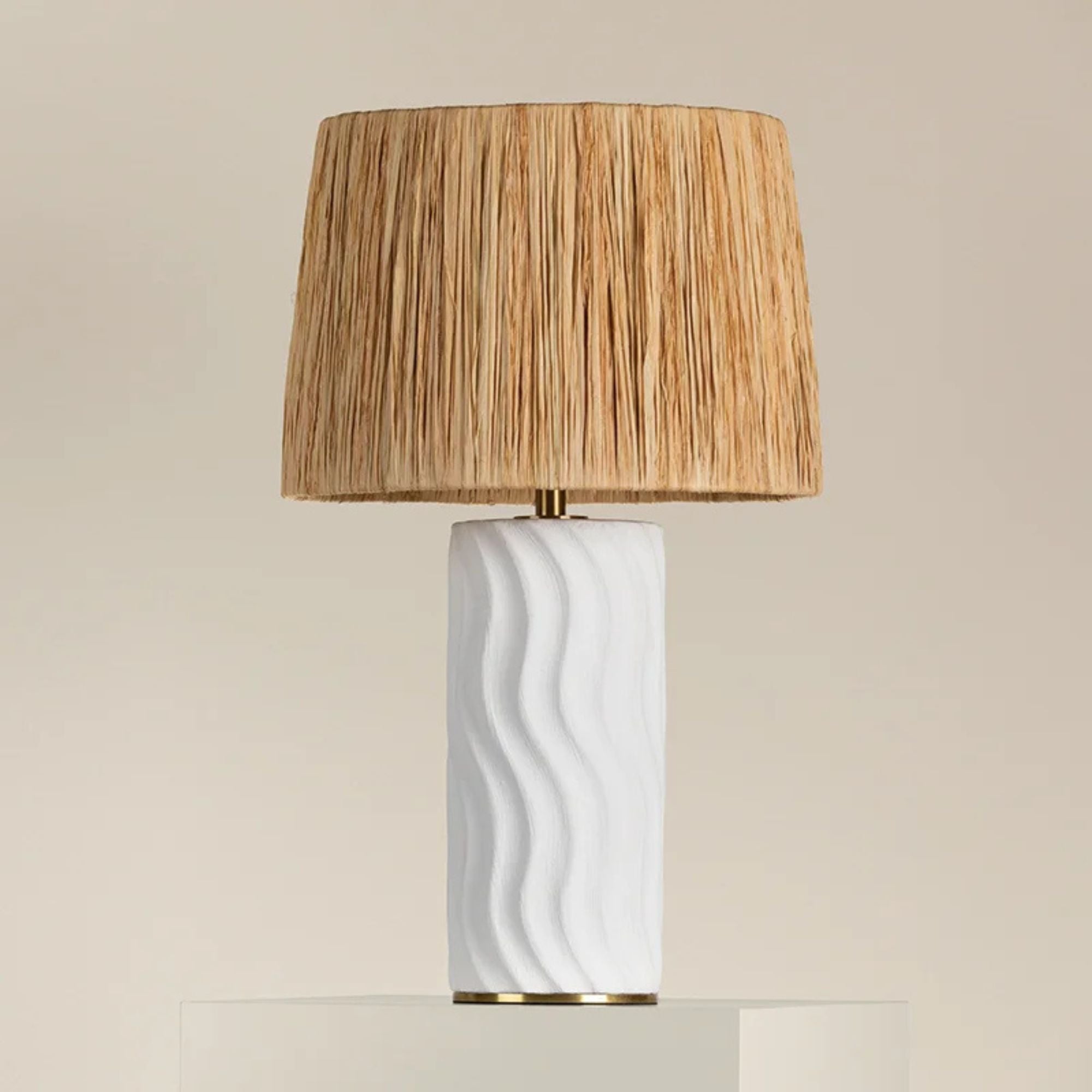 Daniella 23" Table Lamp, Aged Brass/Ceramic Whitewash Finish