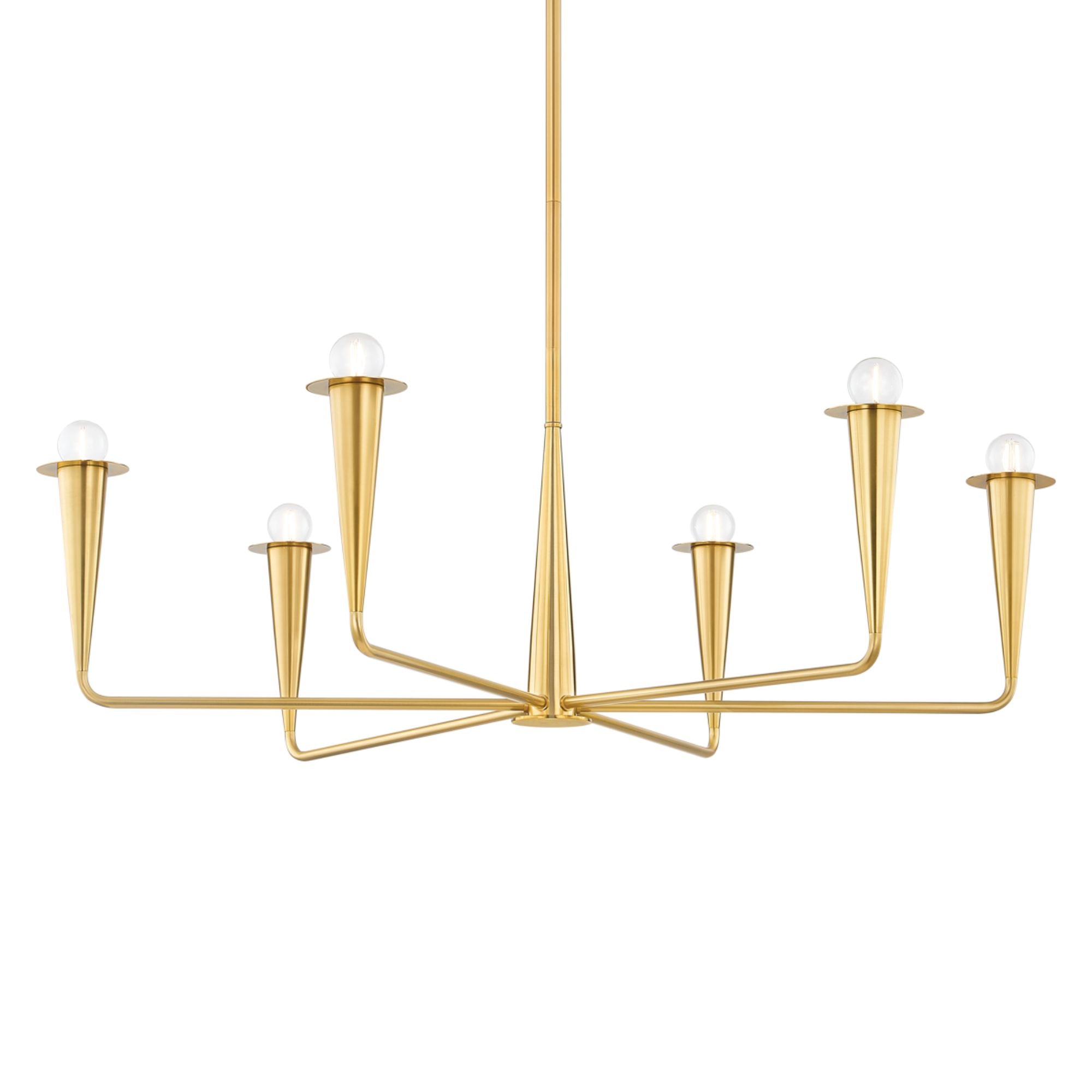 Danna 40" 6-Light Chandelier, Aged Brass Finish