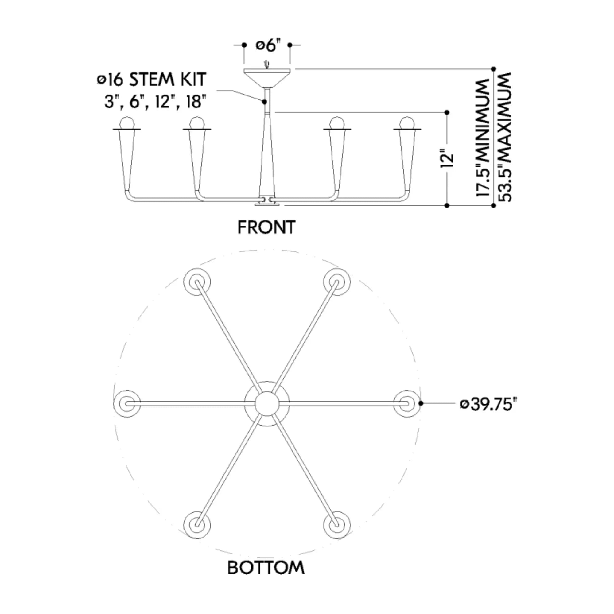 Danna 40" 6-Light Chandelier, Old Bronze Finish