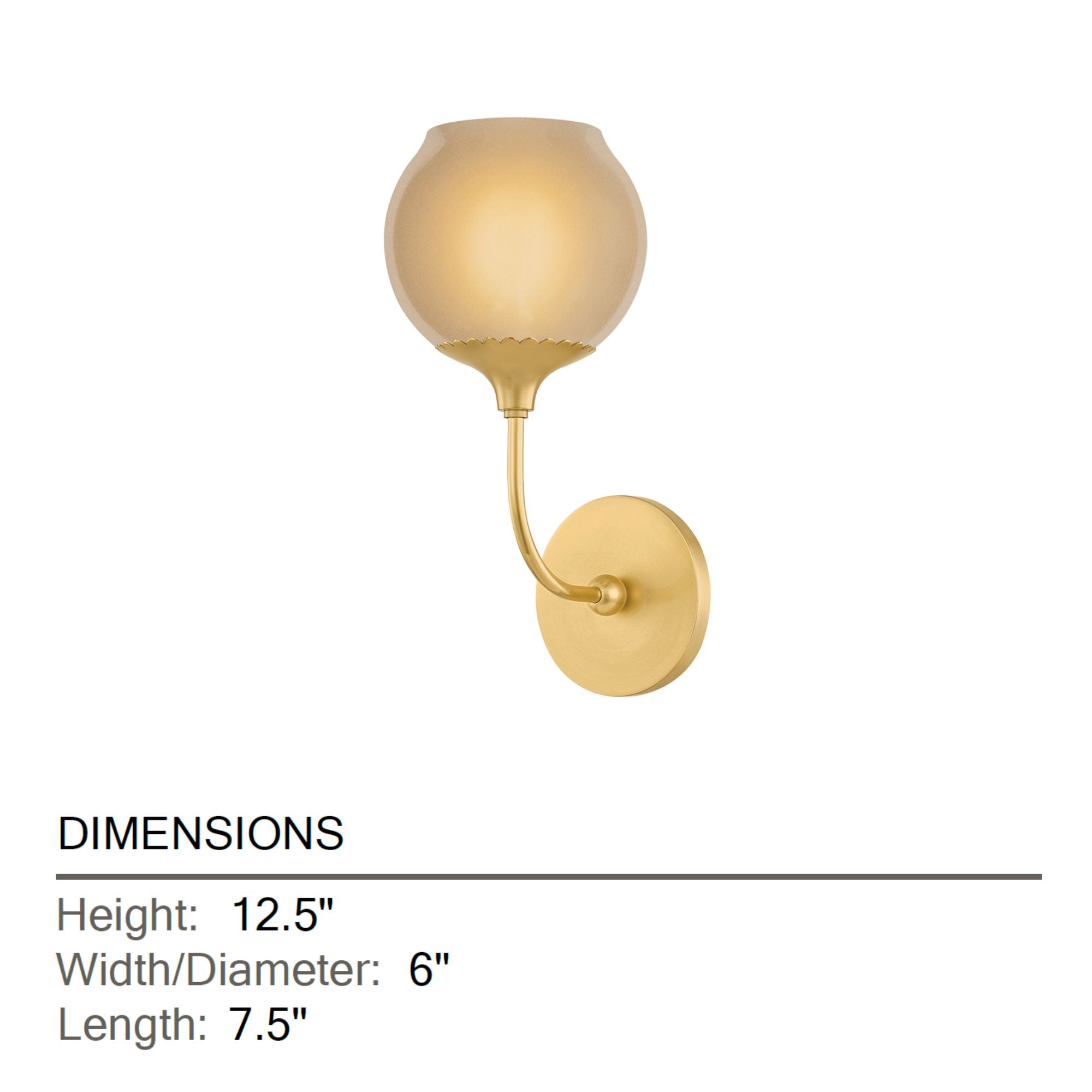 Mitzi Daya 12.5 in. Wall Sconce, Aged Brass with Etched Champagne Glass