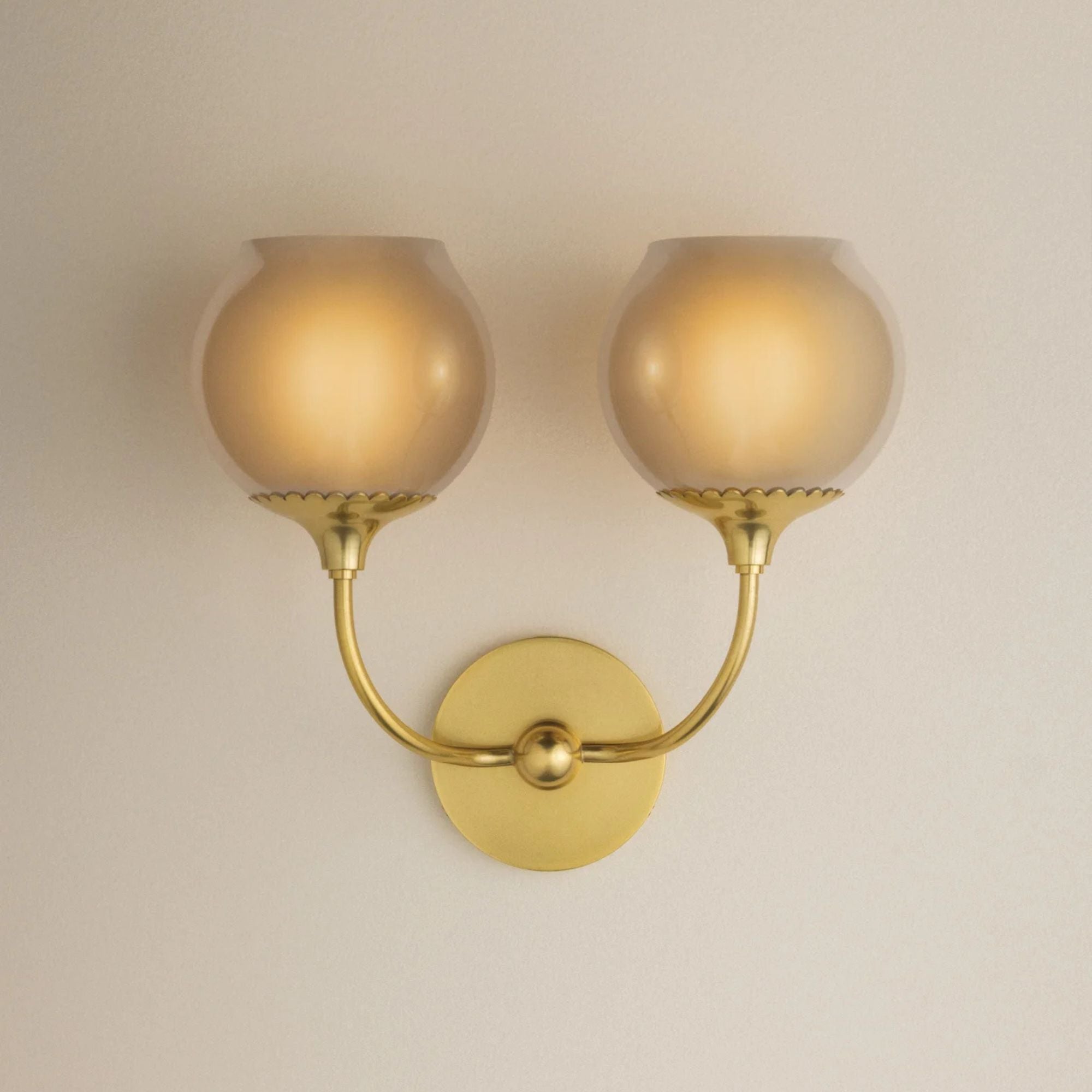 Mitzi Daya 12.5 in. 2-Light Wall Sconce, Aged Brass with Etched Champagne Glass