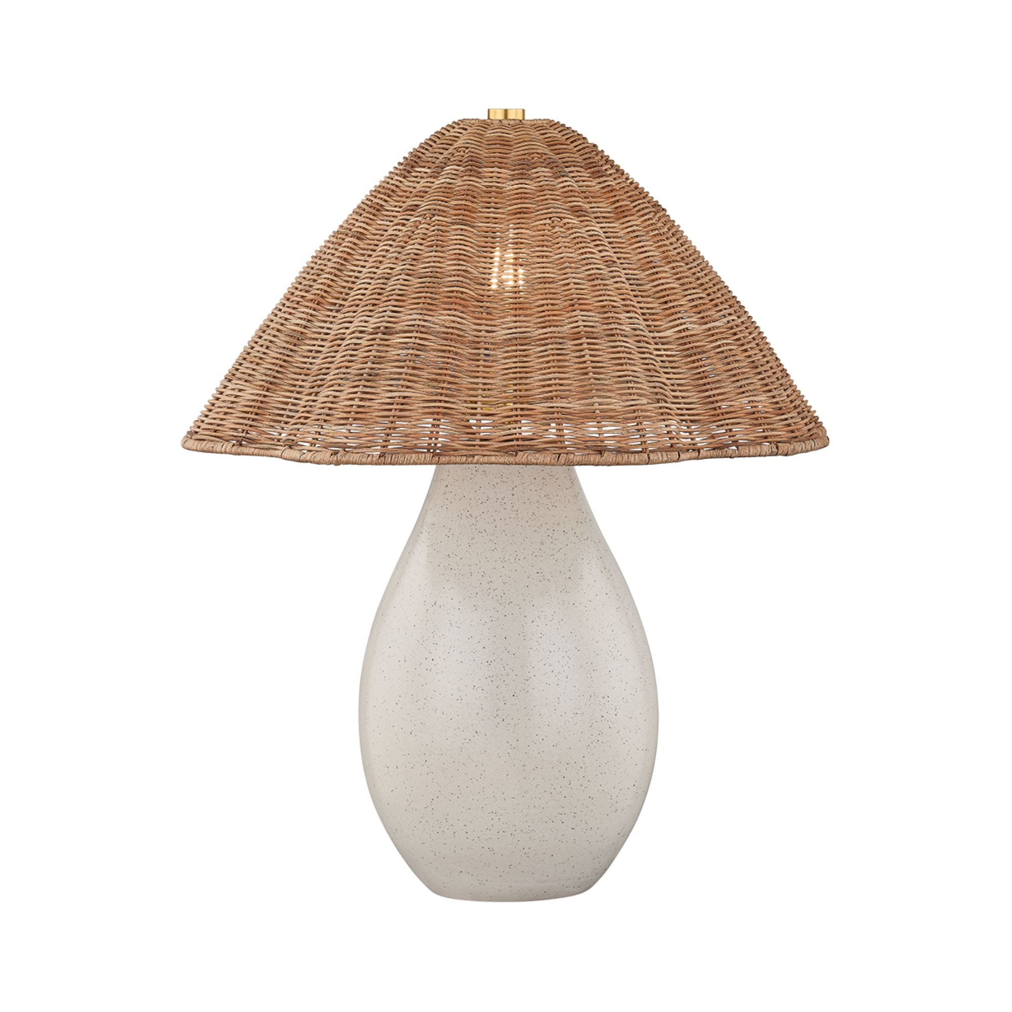 Mitzi Deanne Table Lamp, Aged Brass with Ceramic Creamy Oat & Natural Woven Light Natural Wicker Shade