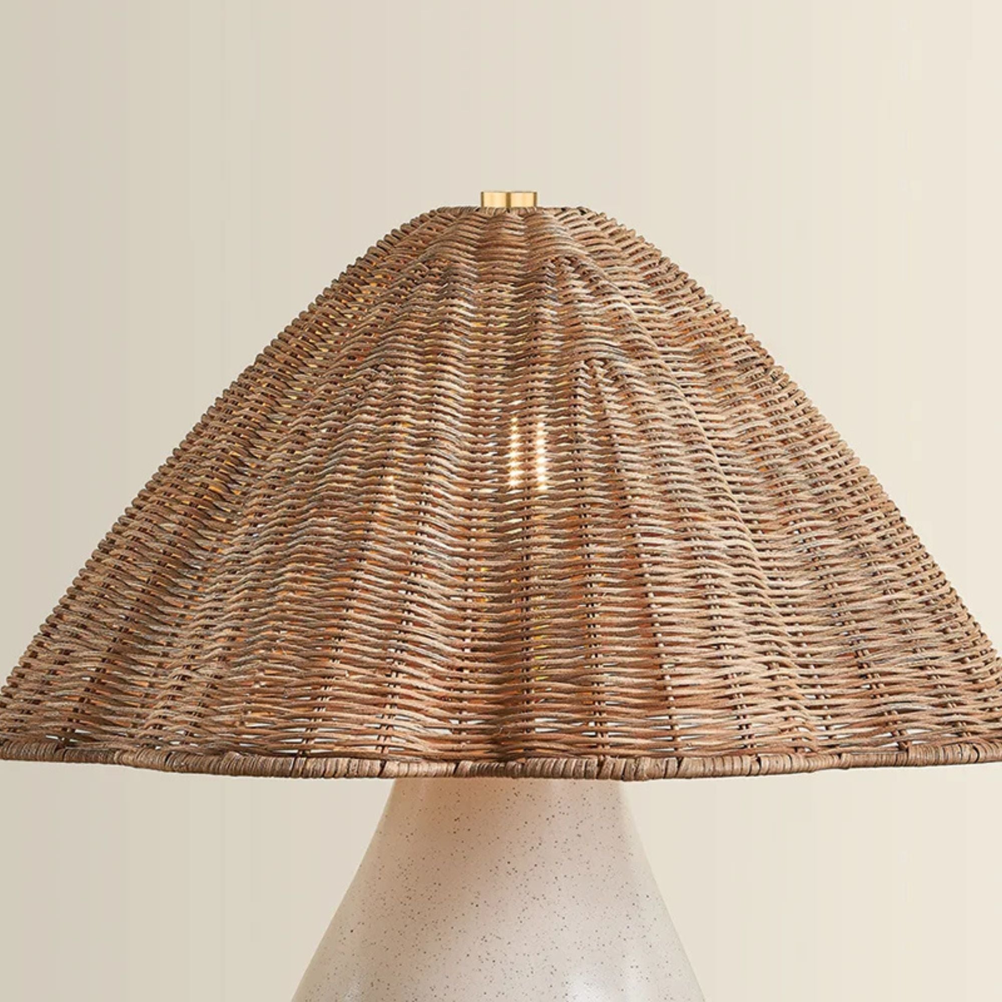 Mitzi Deanne Table Lamp, Aged Brass with Ceramic Creamy Oat & Natural Woven Light Natural Wicker Shade