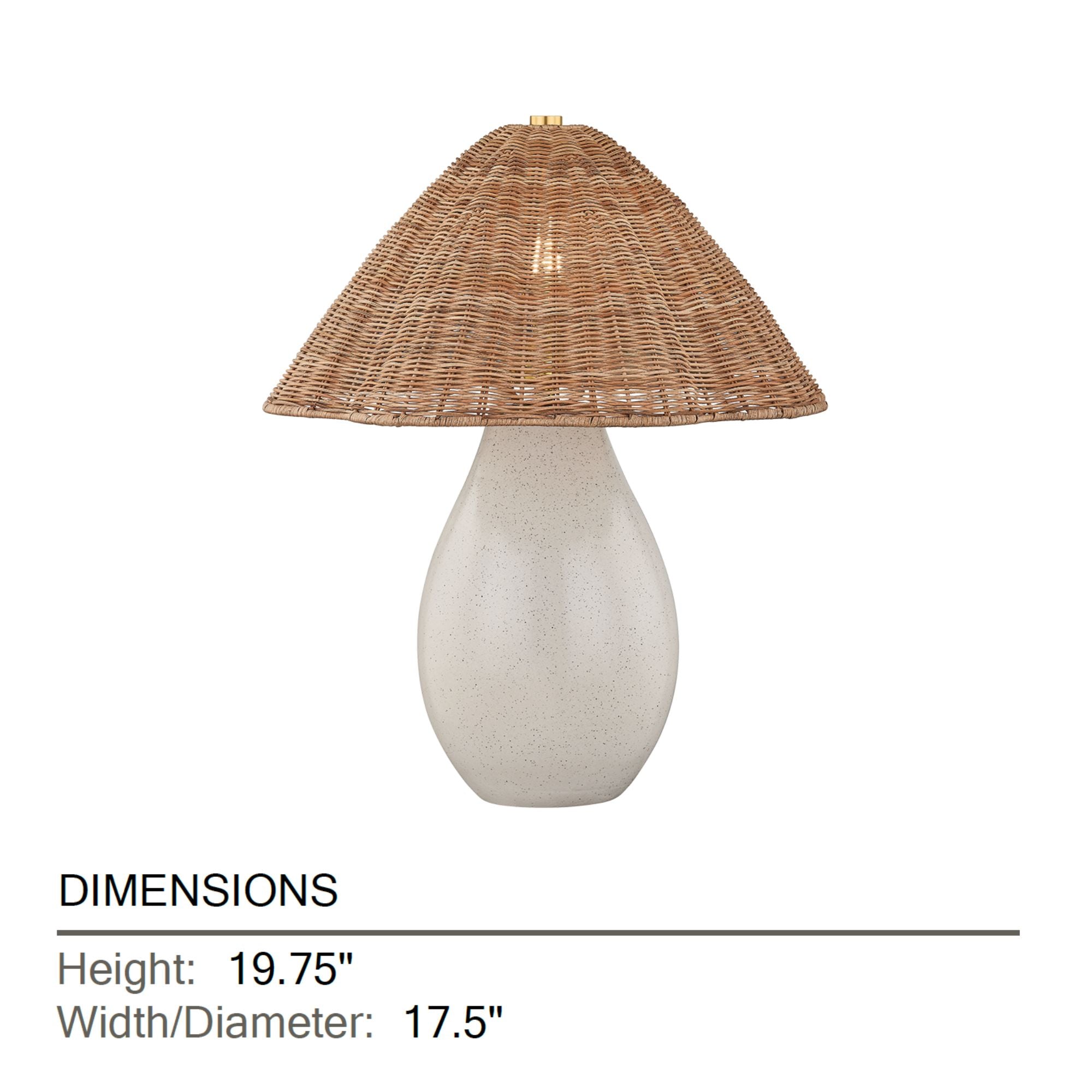 Mitzi Deanne Table Lamp, Aged Brass with Ceramic Creamy Oat & Natural Woven Light Natural Wicker Shade
