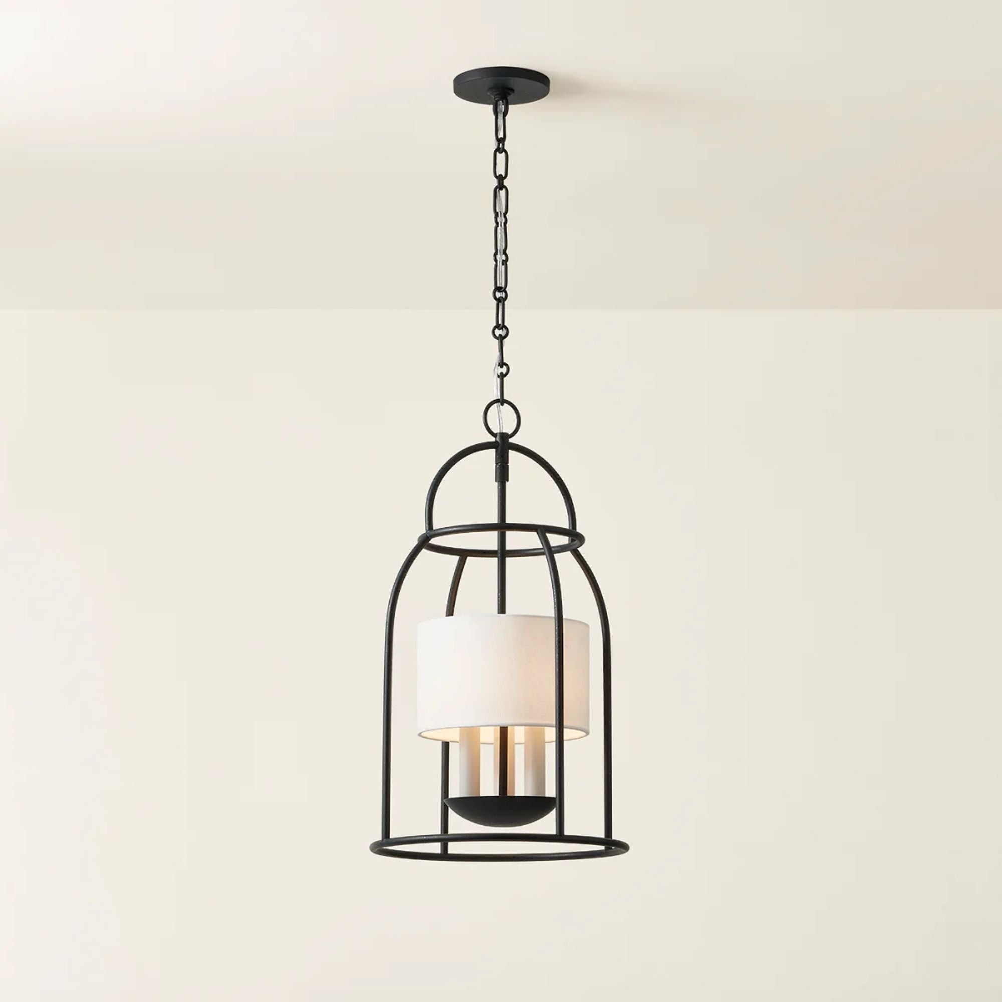 Delia 22" 3-Light Hangining Lantern, Aged Iron Finish