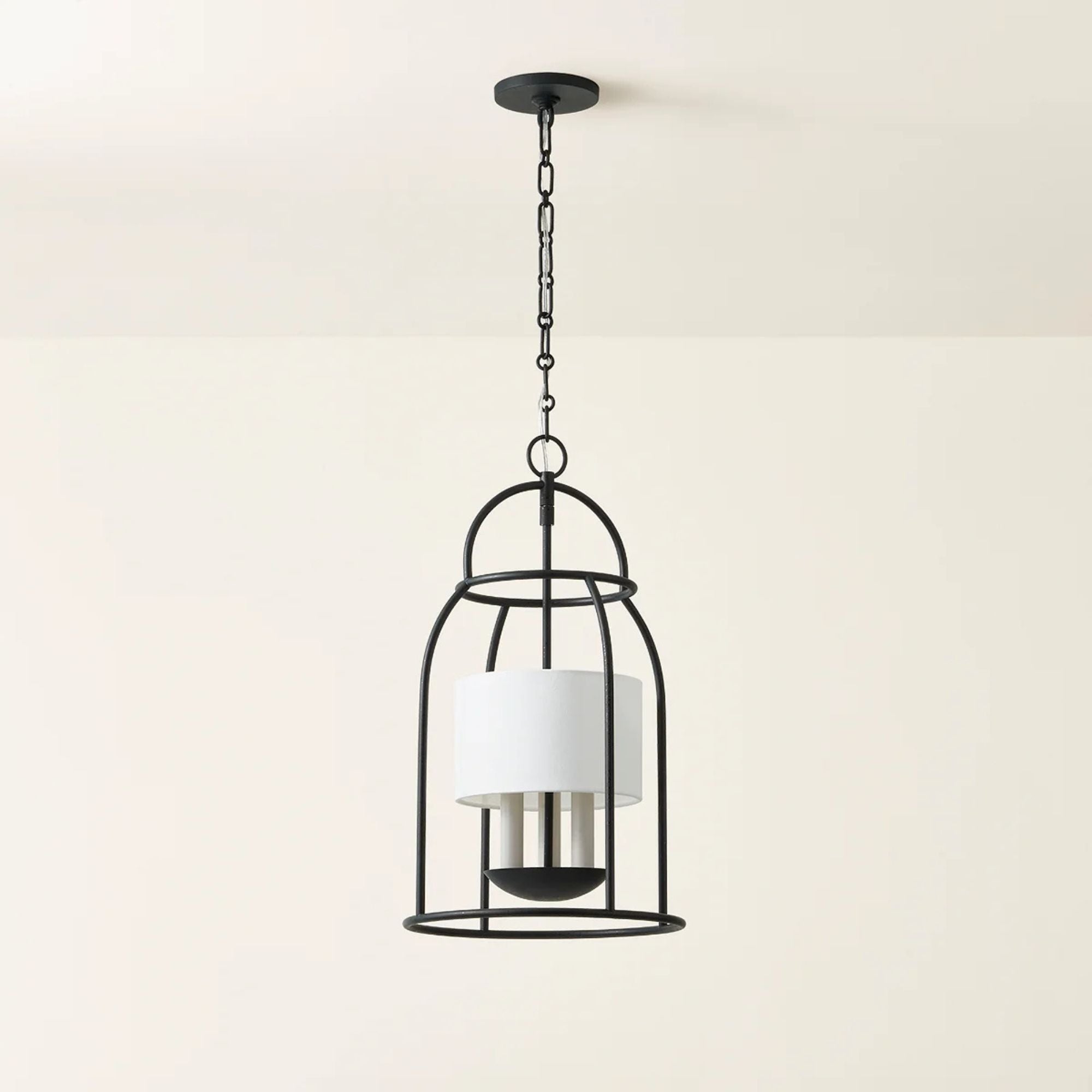 Delia 22" 3-Light Hanging Lantern, Aged Iron Finish