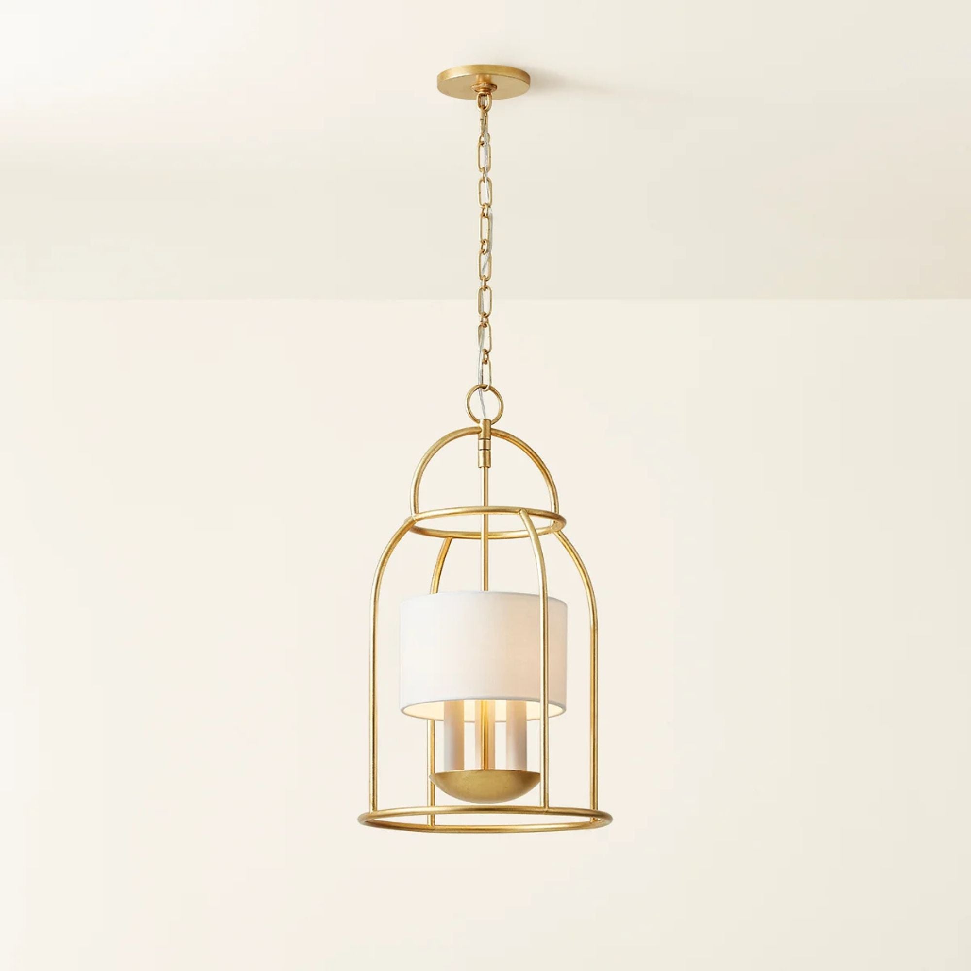 Delia 22" 3-Light Hangining Lantern, Vintage Gold Leaf Finish