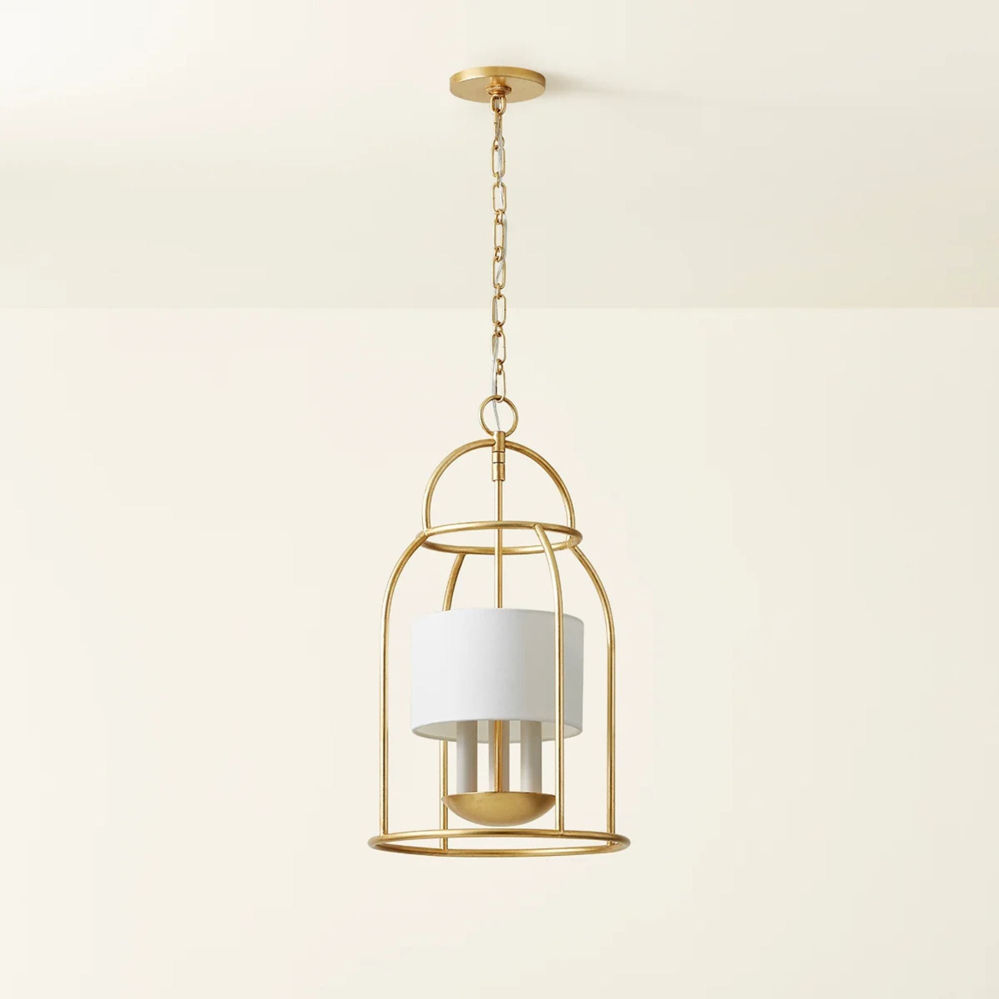 Delia 22" 3-Light Hangining Lantern, Vintage Gold Leaf Finish