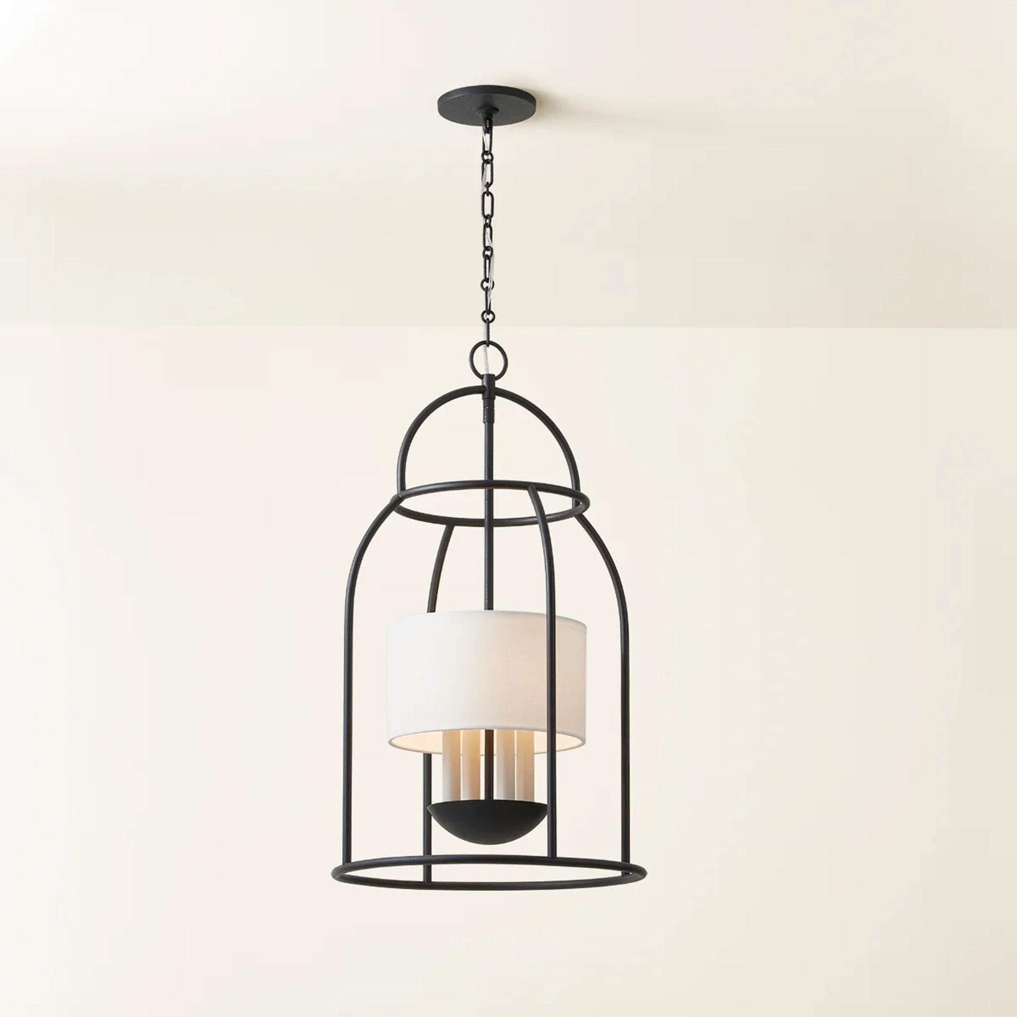 Delia 30" 4-Light Hangining Lantern, Aged Iron Finish