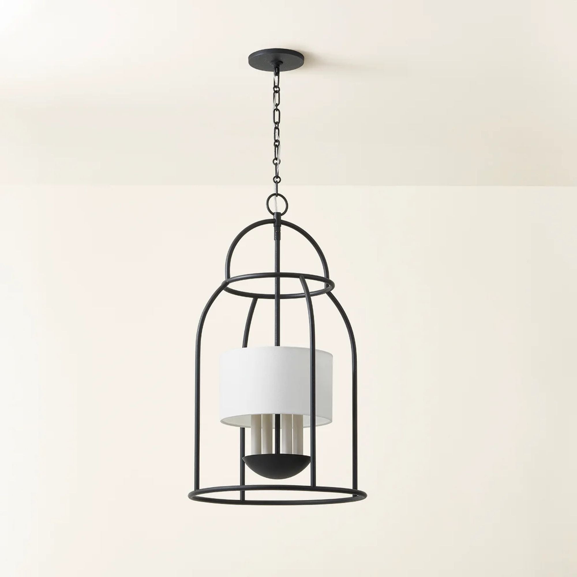 Delia 30" 4-Light Hanging Lantern, Aged Iron Finish