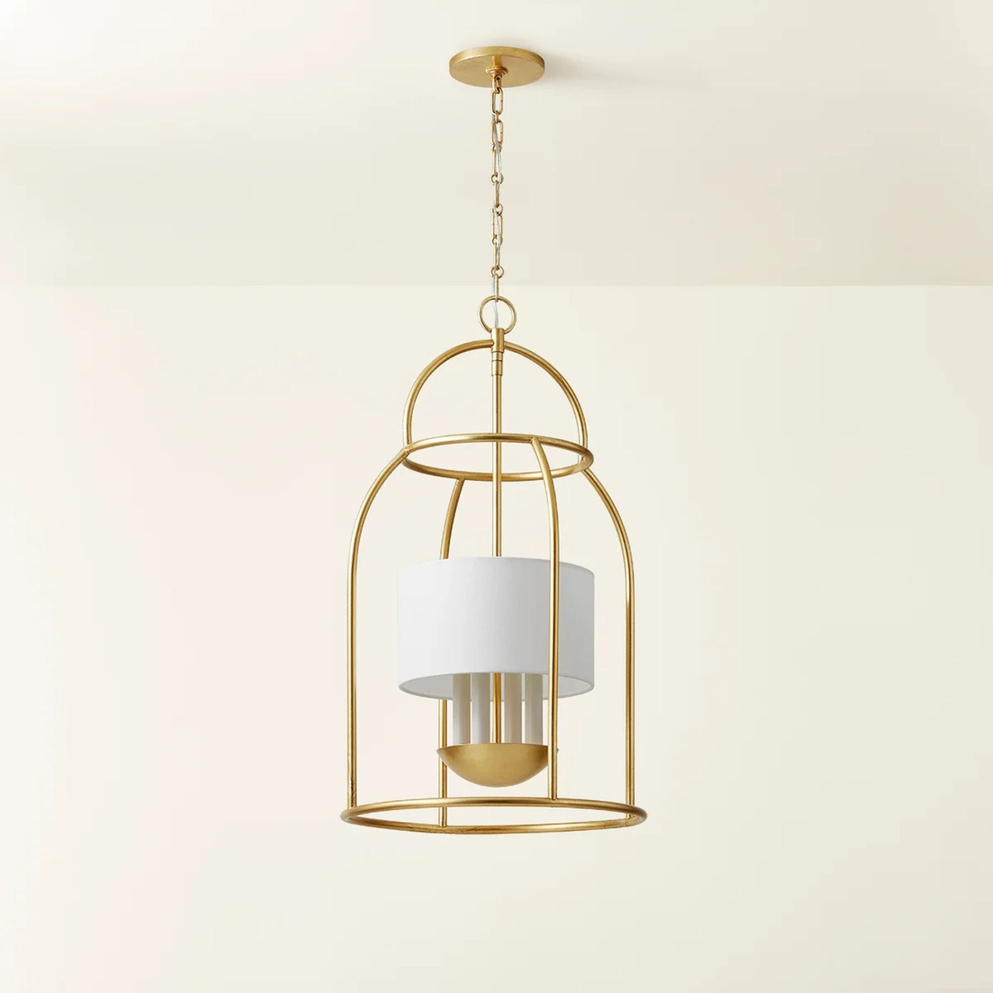 Delia 30" 4-Light Hanging Lantern, Vintage Gold Leaf Finish