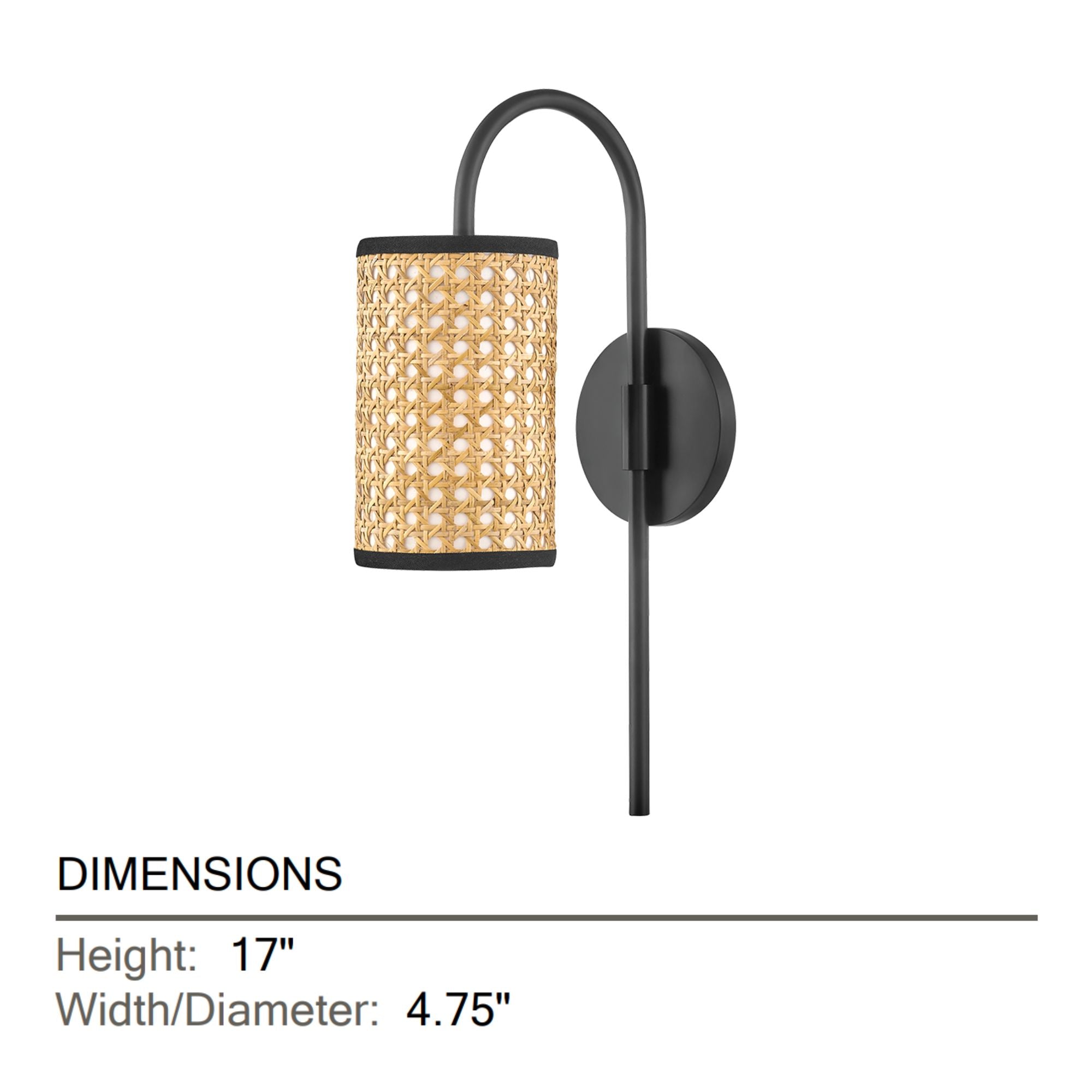 Dolores 17" Wall Sconce, Soft Black Finish