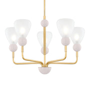 Doreen 27" 5-Light Chandelier, Aged Brass/Soft Peignoir Finish