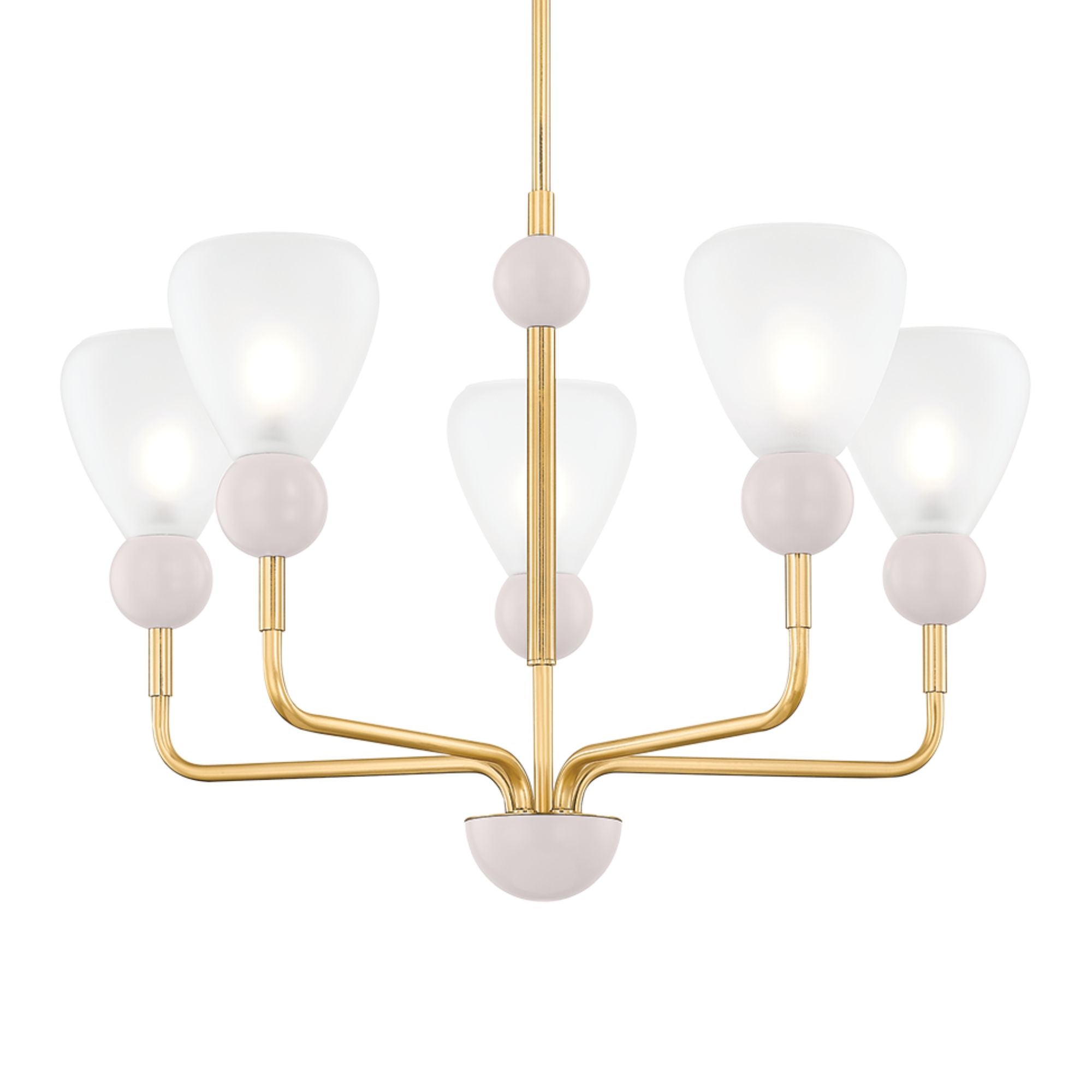 Doreen 27" 5-Light Chandelier, Aged Brass/Soft Peignoir Finish