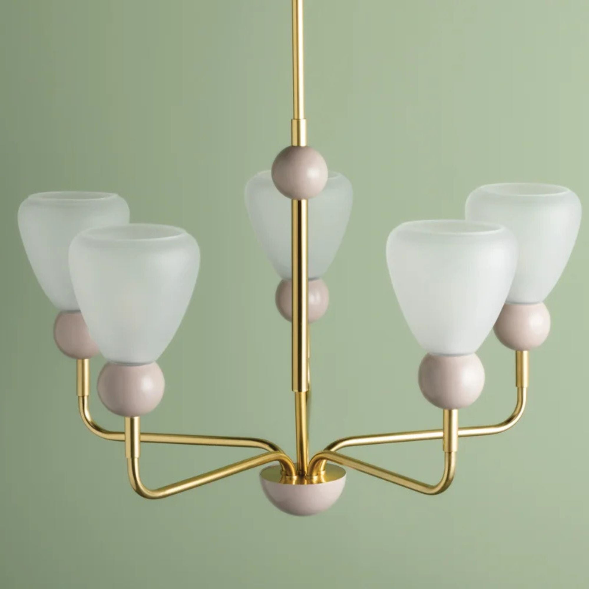 Doreen 27" 5-Light Chandelier, Aged Brass/Soft Peignoir Finish