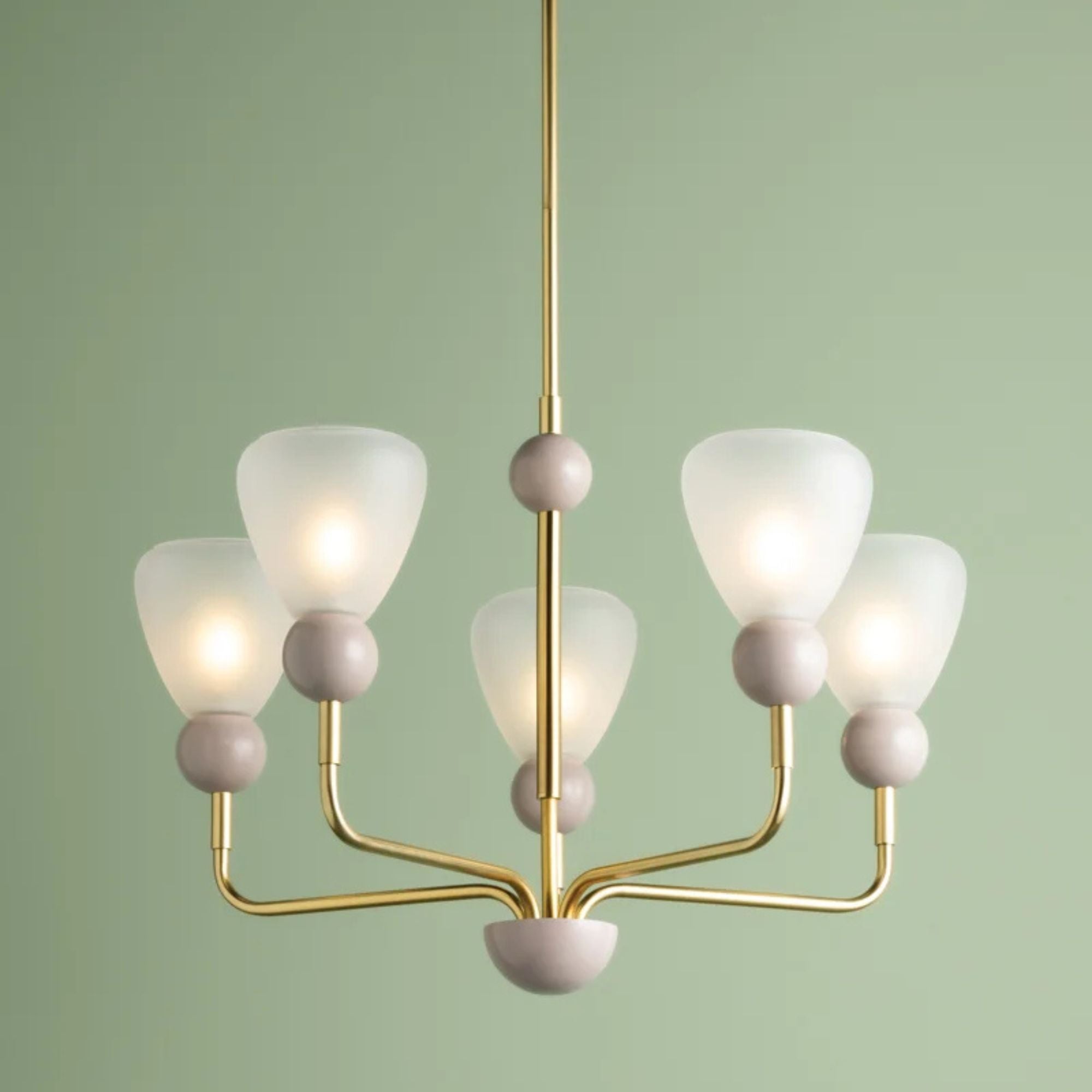Doreen 27" 5-Light Chandelier, Aged Brass/Soft Peignoir Finish