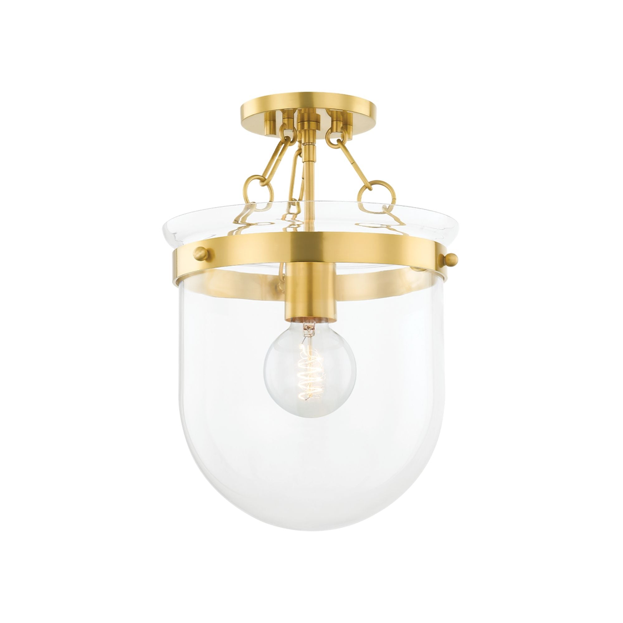 Dunbar 18" Semi Flush Mount, Aged Brass Finish