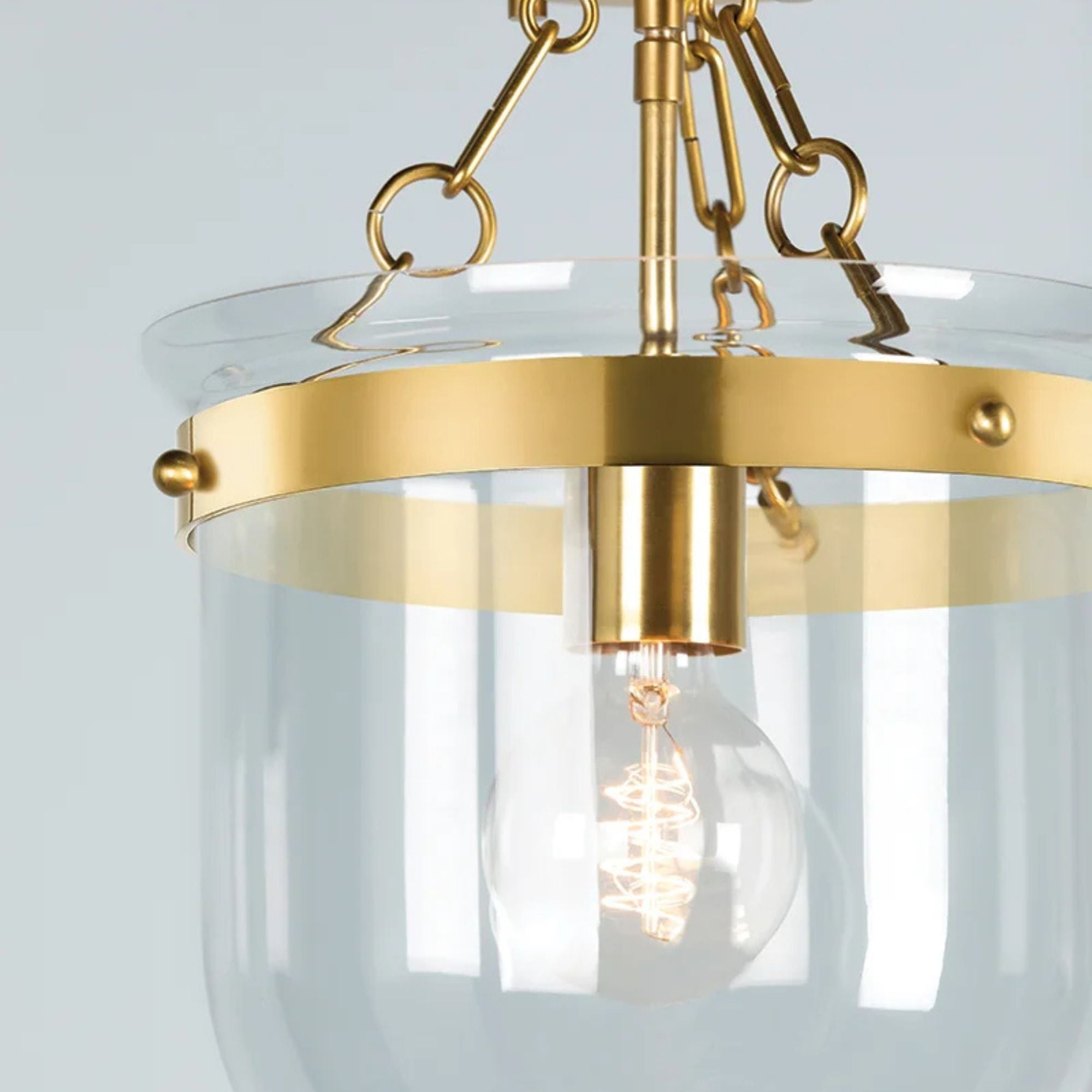 Dunbar 18" Semi Flush Mount, Aged Brass Finish