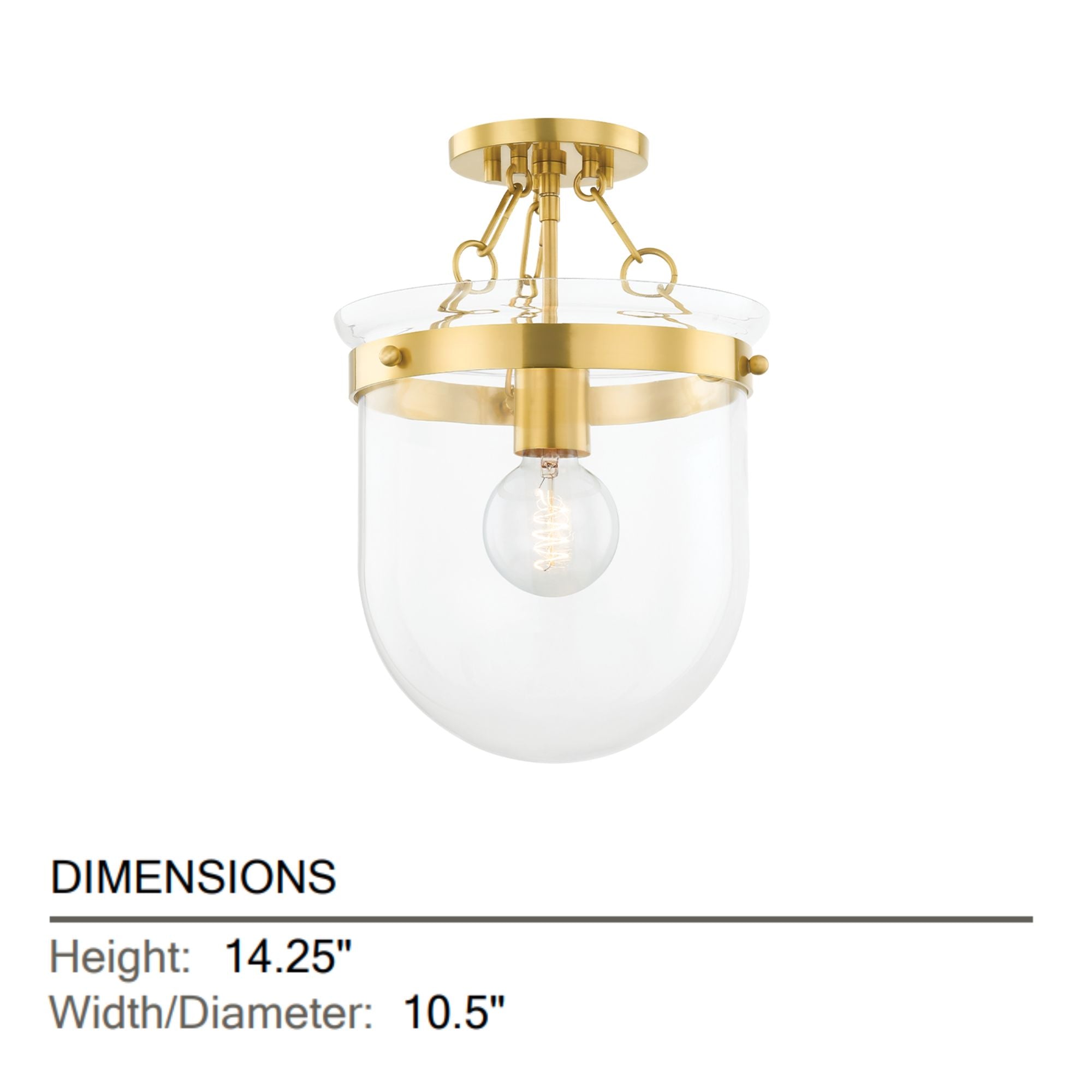 Dunbar 18" Semi Flush Mount, Aged Brass Finish