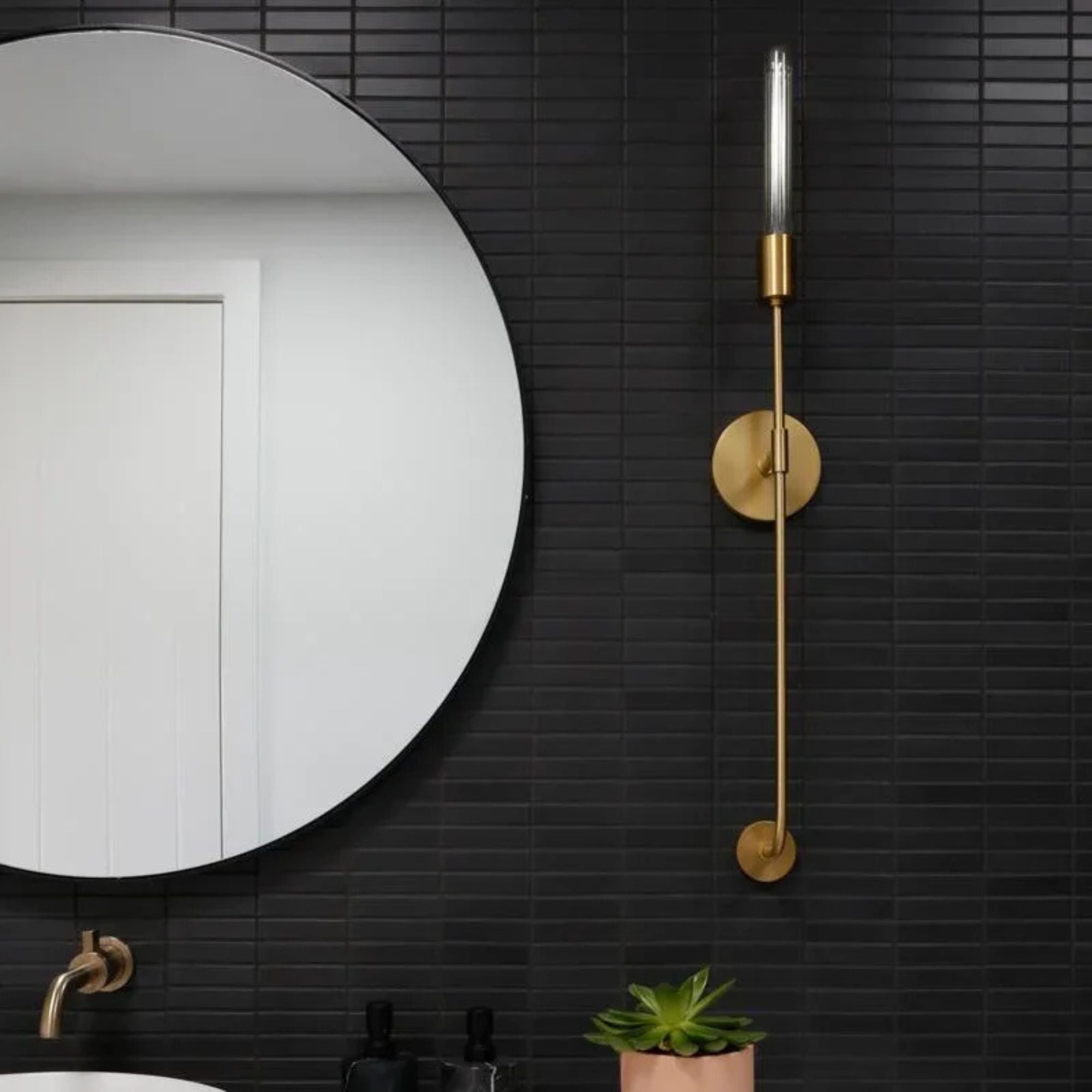 Dylan 35" Wall Sconce, Aged Brass Finish