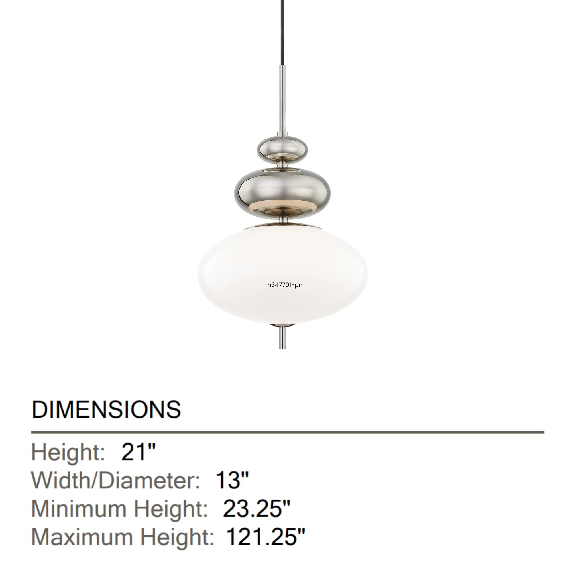 Elsie 21" Pendant, Polished Nickel Finish