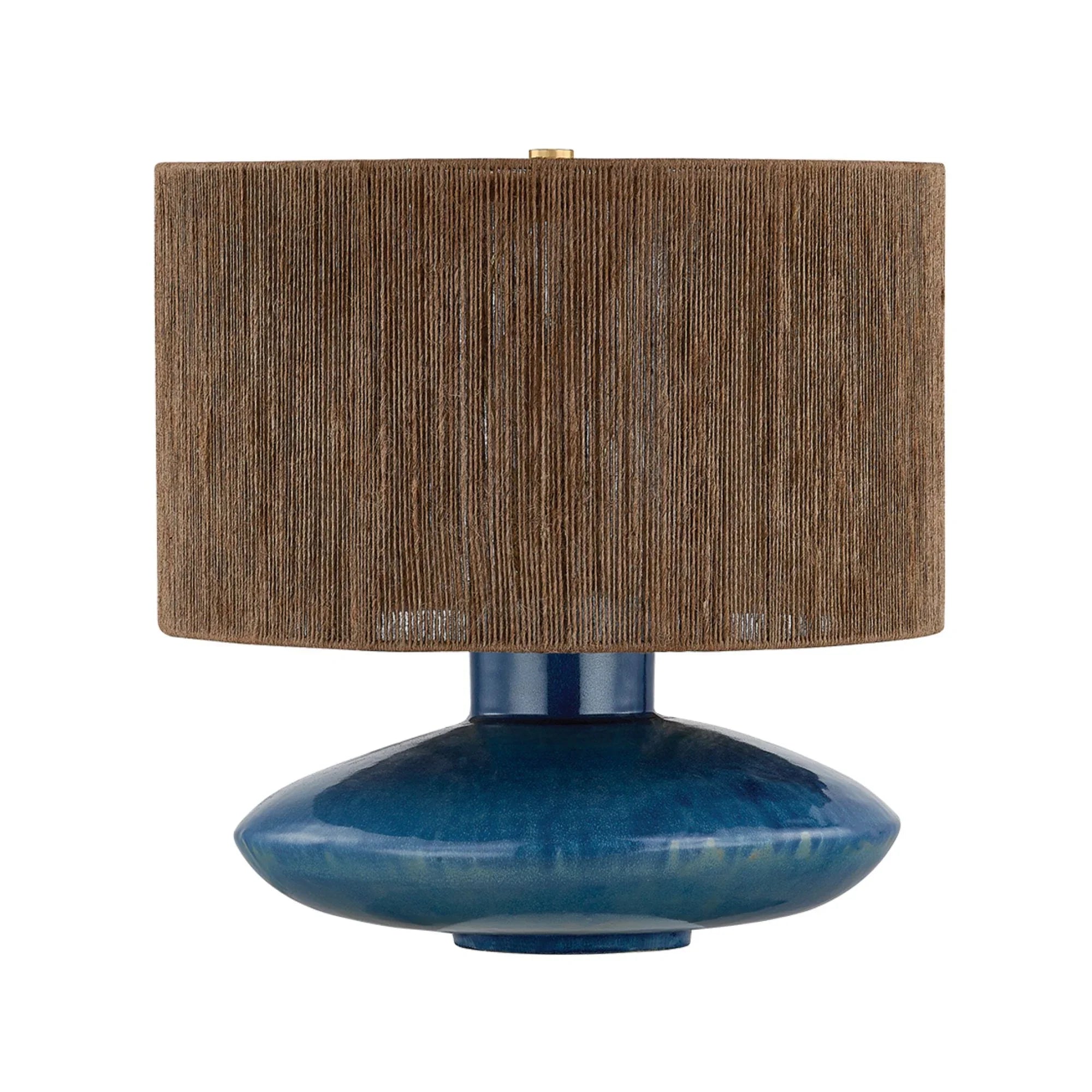 Enya 18" Table Lamp, Aged Brass/Ceramic Shadow Amphora Finish