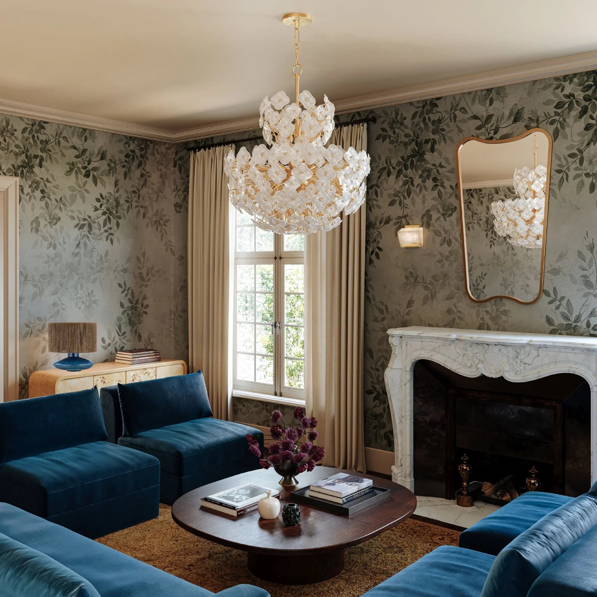 Enya 18" Table Lamp, Aged Brass/Ceramic Shadow Amphora Finish